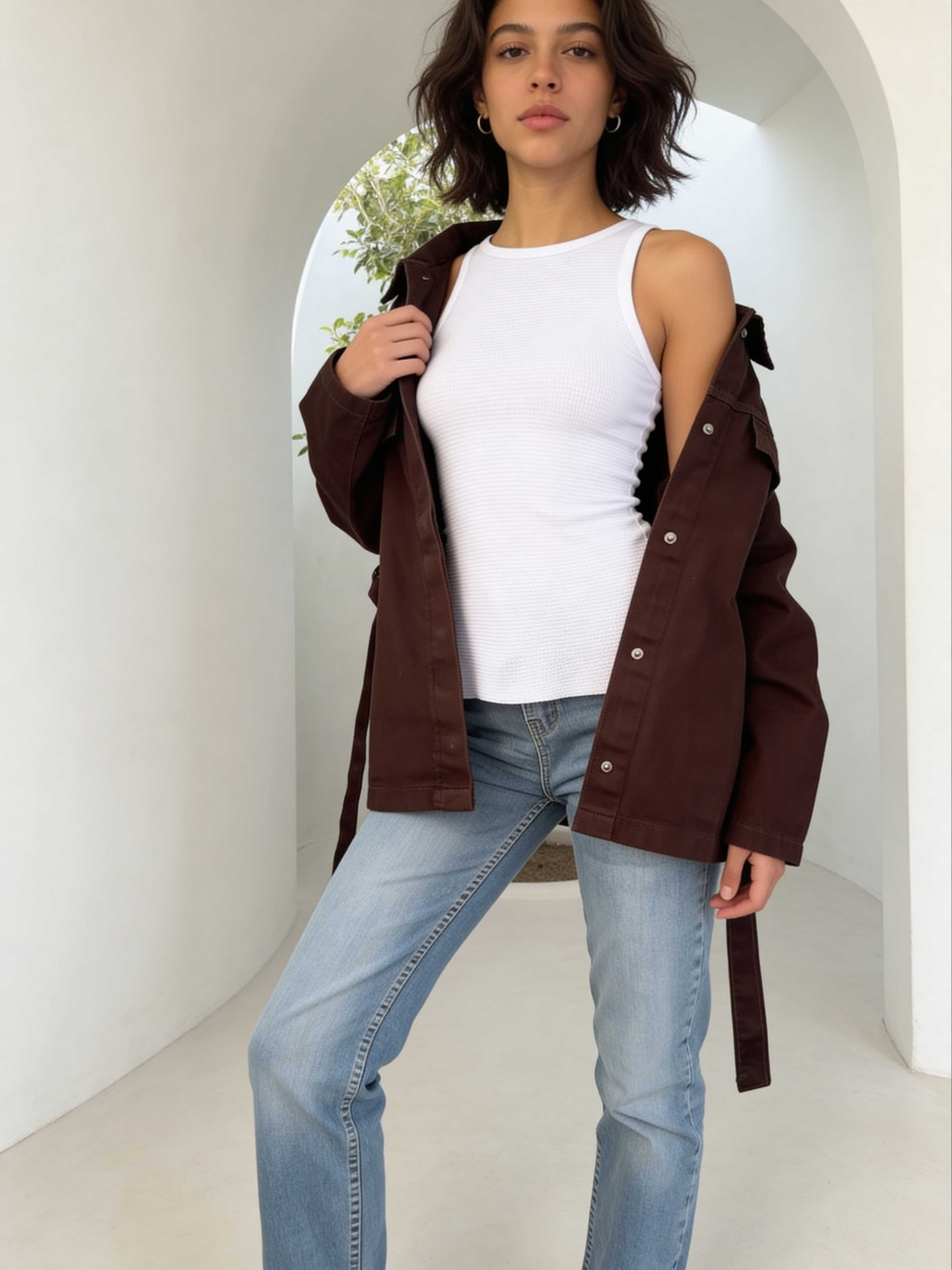 Jacket – Oversized Dark Chocolate Denim Jacket CIZARO - Cizaro Jeans
