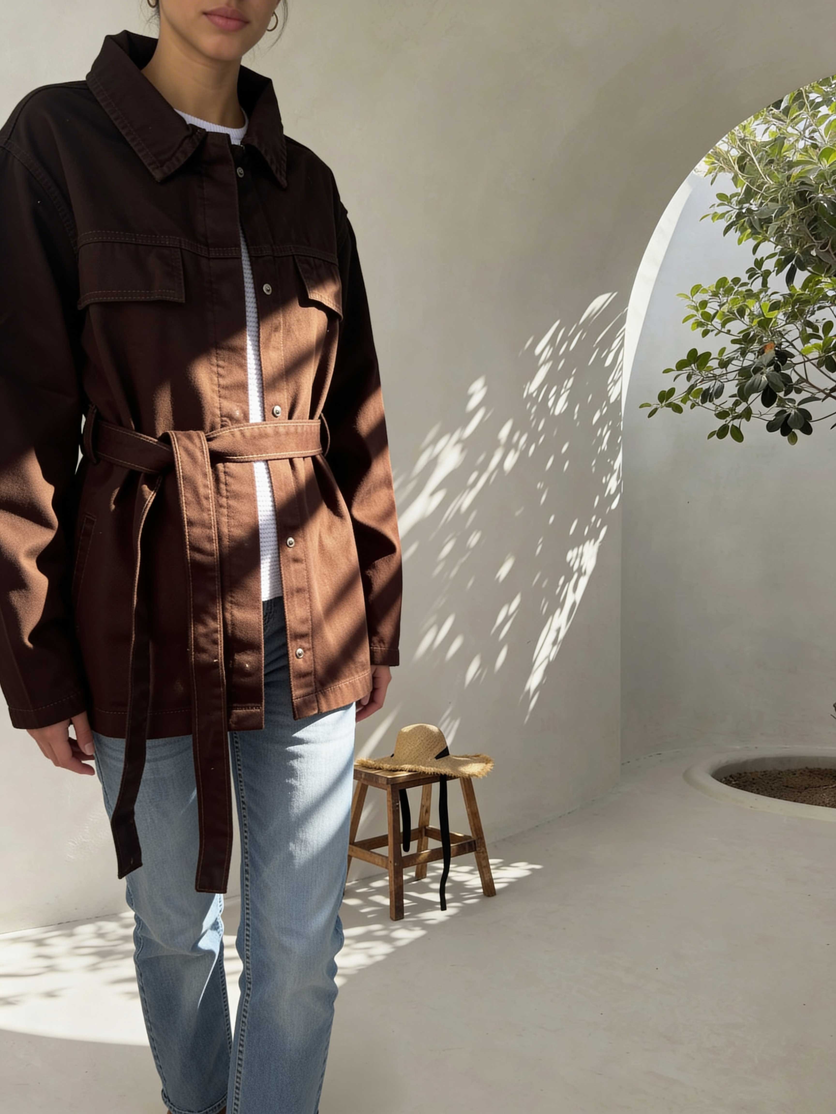 Jacket – Oversized Dark Chocolate Denim Jacket CIZARO - Cizaro Jeans