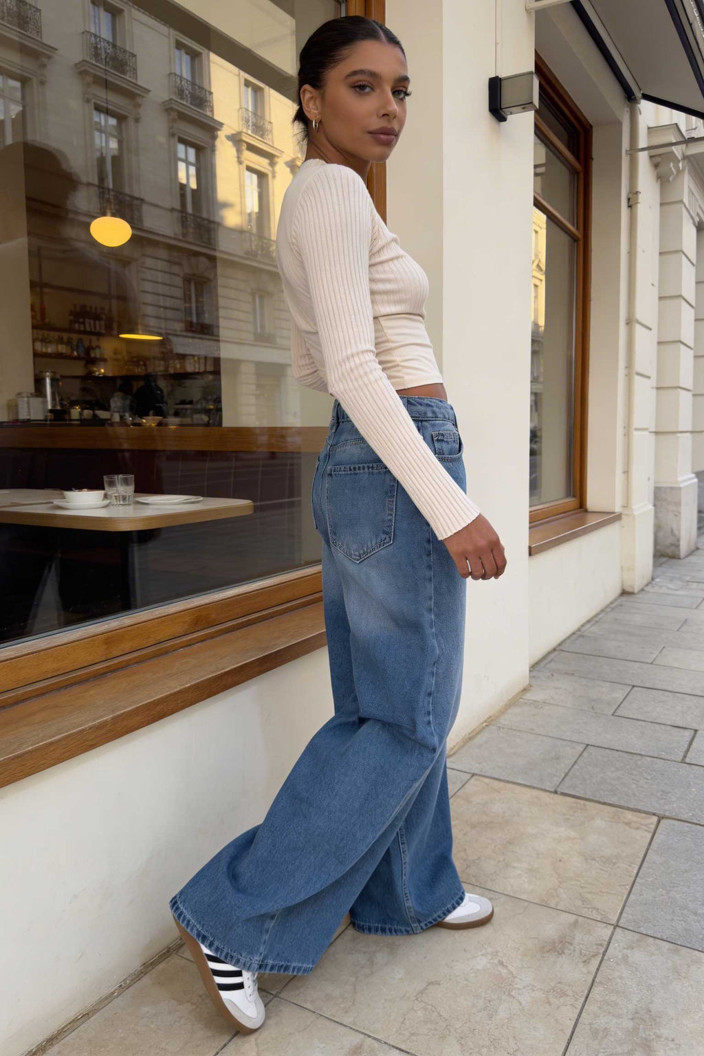 Loose Baggy – Mid-Rise Marine Blue Jeans Loose Baggy CIZARO - Cizaro Jeans