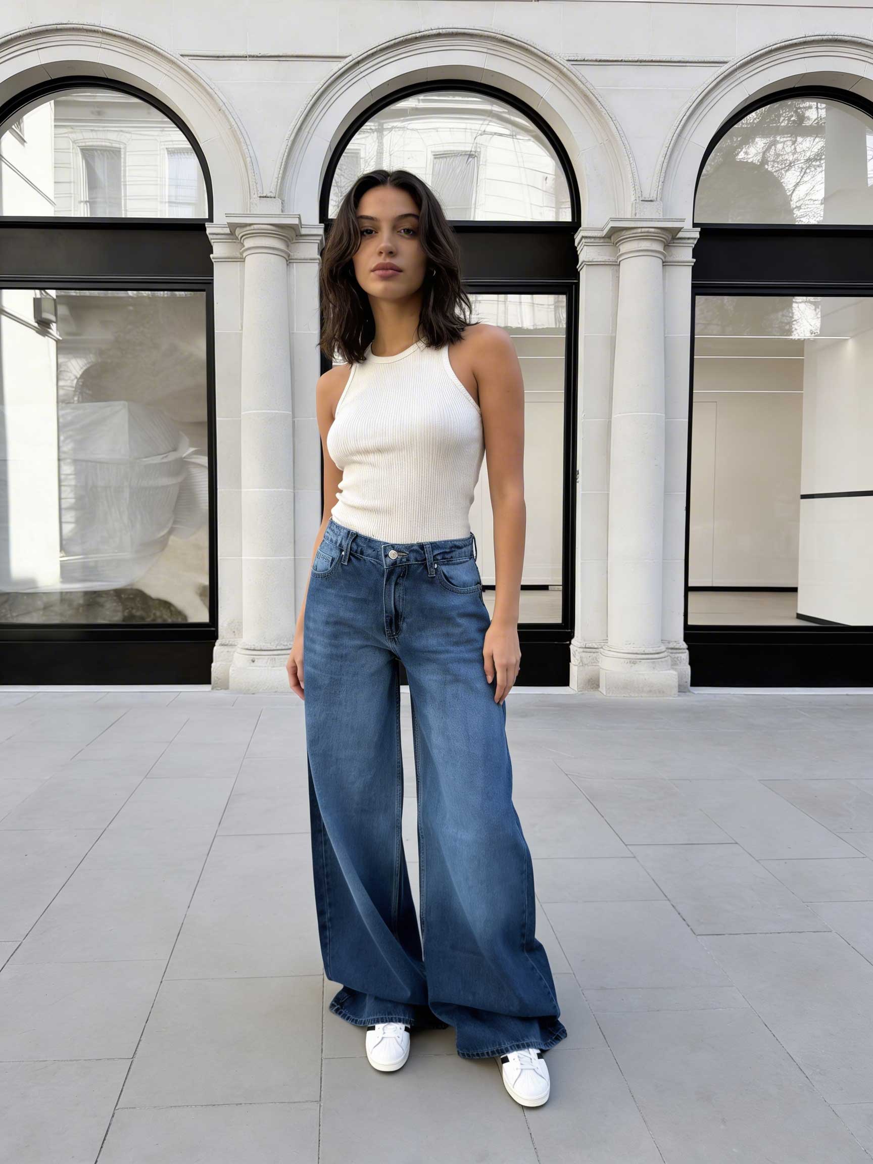 Loose Baggy - Low-Waist Rich Mid Blue Jeans Baggy CIZARO - Cizaro Jeans