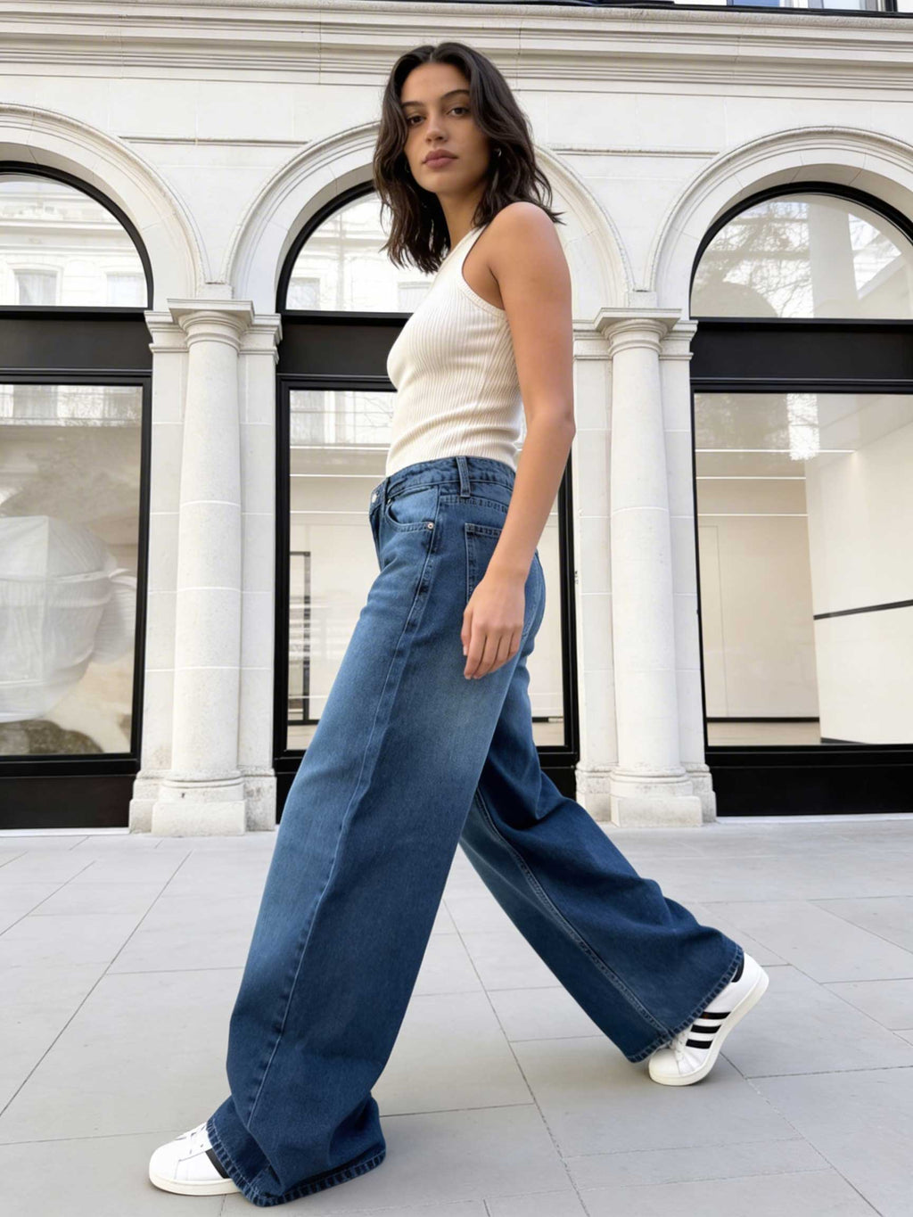 Loose Baggy - Low-Waist Rich Mid Blue Jeans Baggy CIZARO - Cizaro Jeans