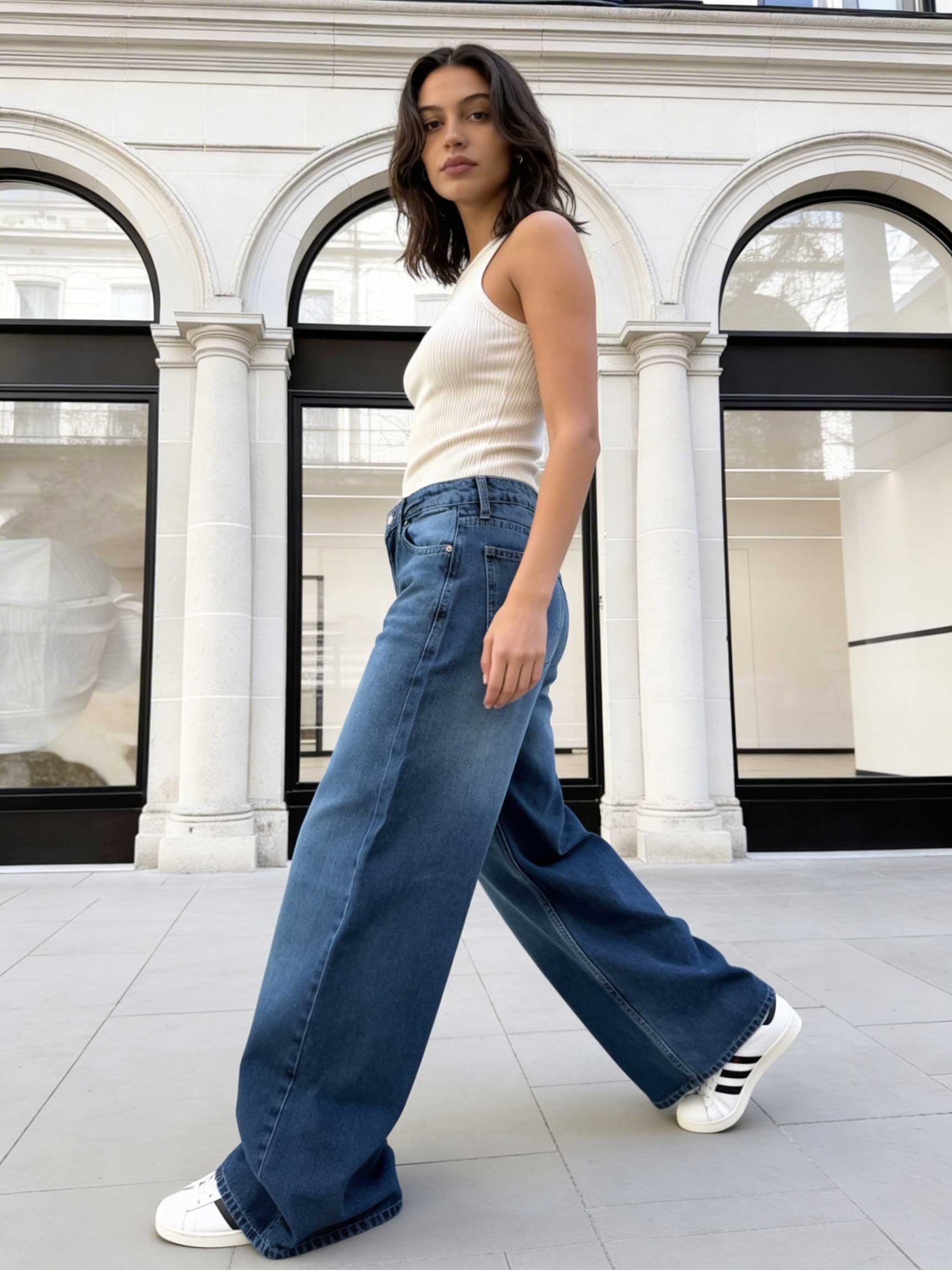 Loose Baggy - Low-Waist Rich Mid Blue Jeans Baggy CIZARO - Cizaro Jeans