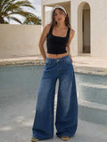 Loose Baggy – Mid-Waist Mid Wash Blue Jeans Baggy CIZARO - Cizaro Jeans