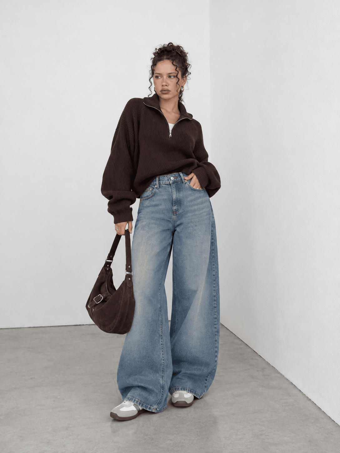Loose Baggy High-Waist Faded Blue Jeans Loose Baggy CIZARO - Cizaro Jeans