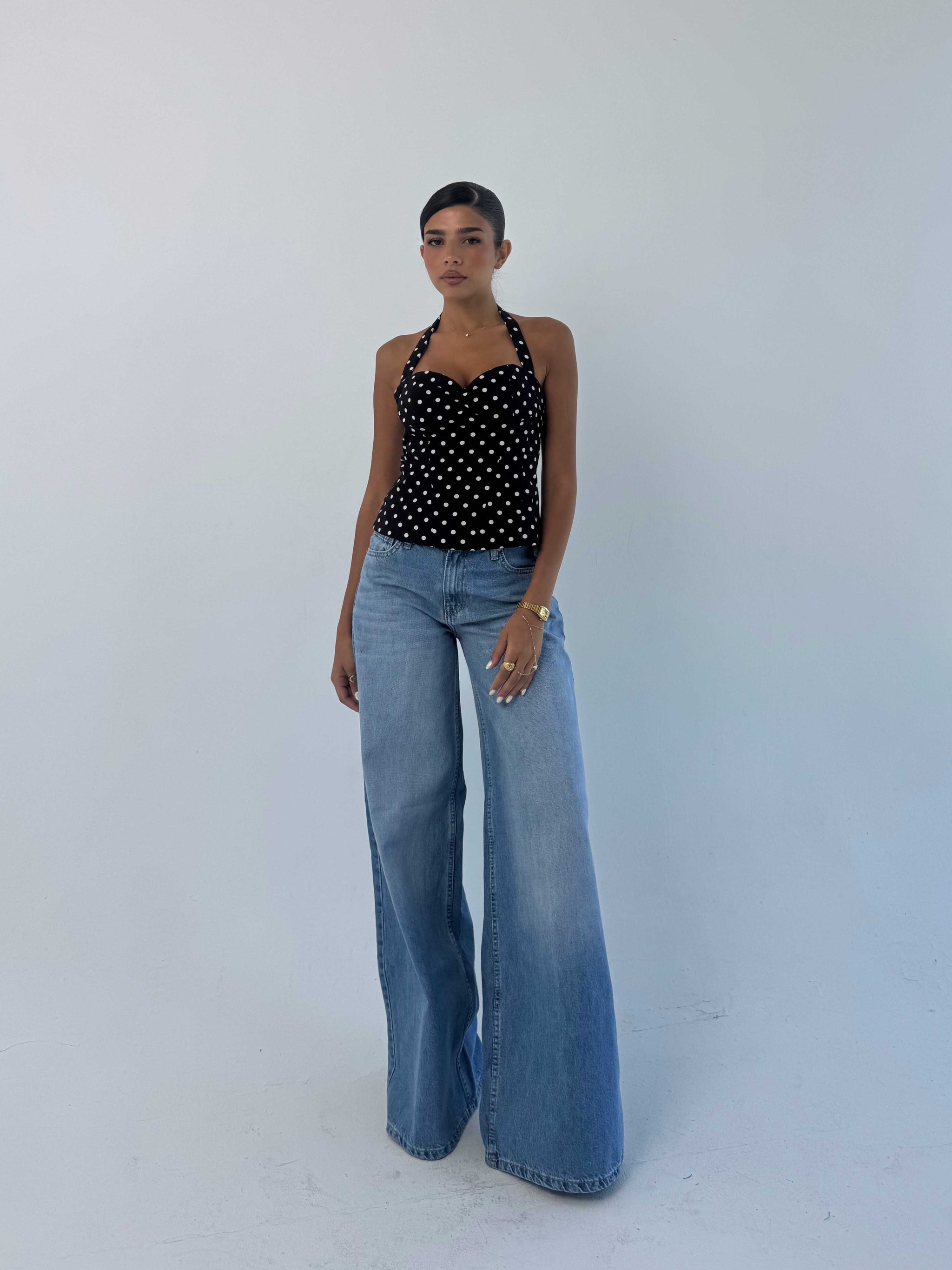 Loose baggy Mid Rise Light Wash blue jeans