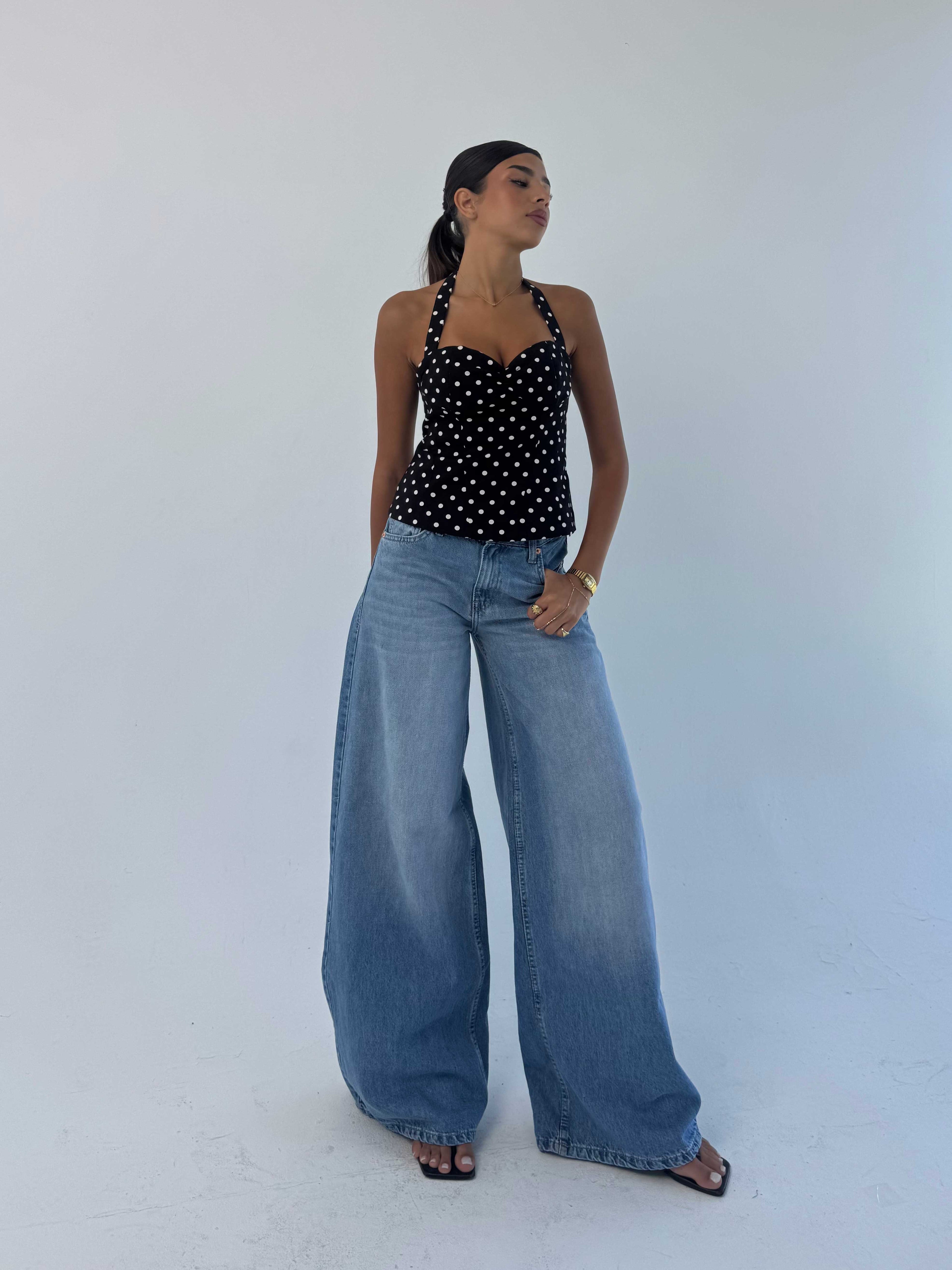Loose baggy Mid Rise Light Wash blue jeans Baggy CIZARO - Cizaro Jeans