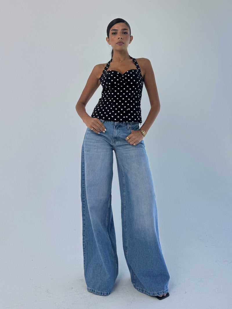 Loose baggy Mid Rise Light Wash blue jeans Baggy CIZARO - Cizaro Jeans
