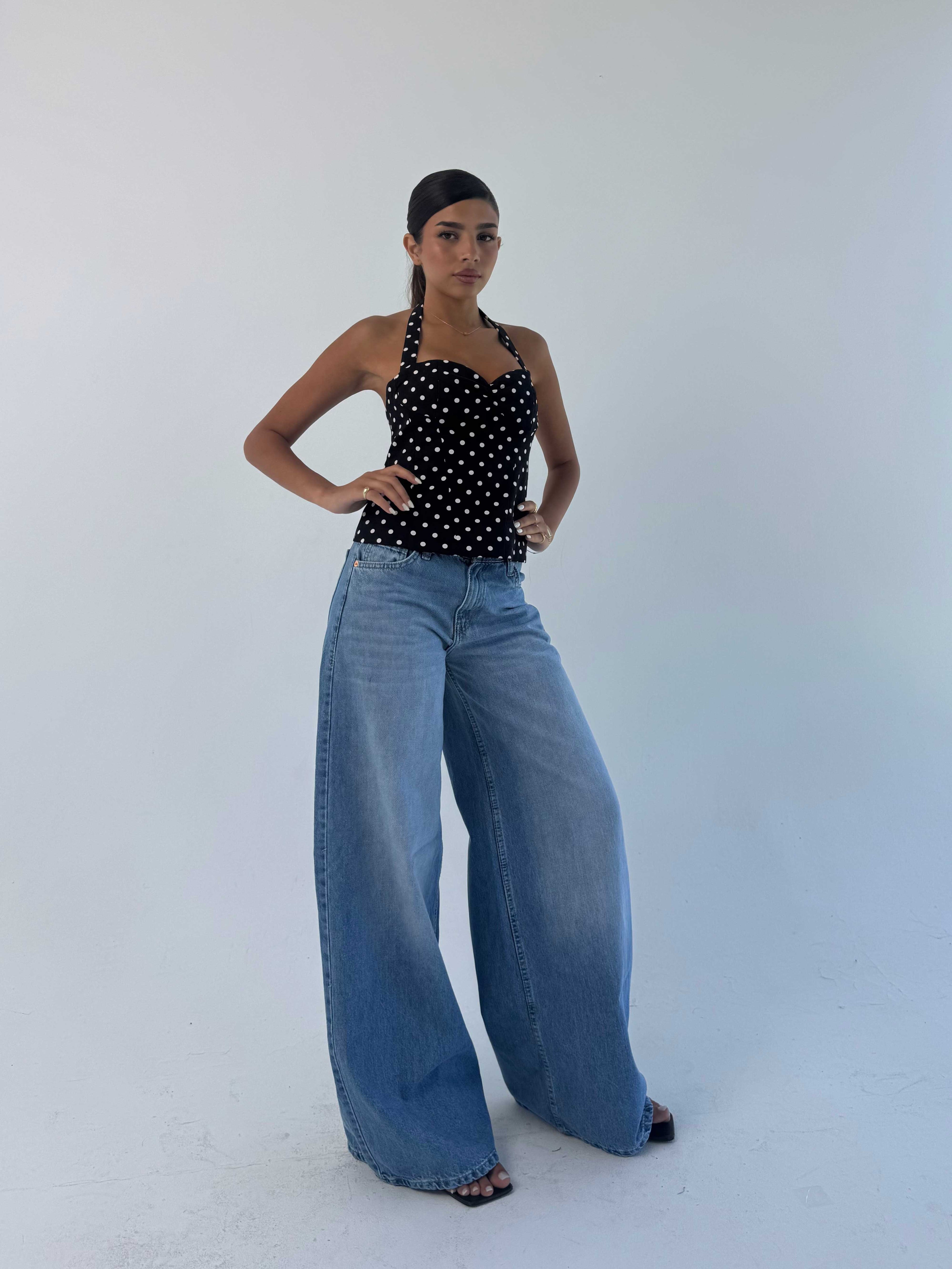 Loose baggy Mid Rise Light Wash blue jeans Baggy CIZARO - Cizaro Jeans