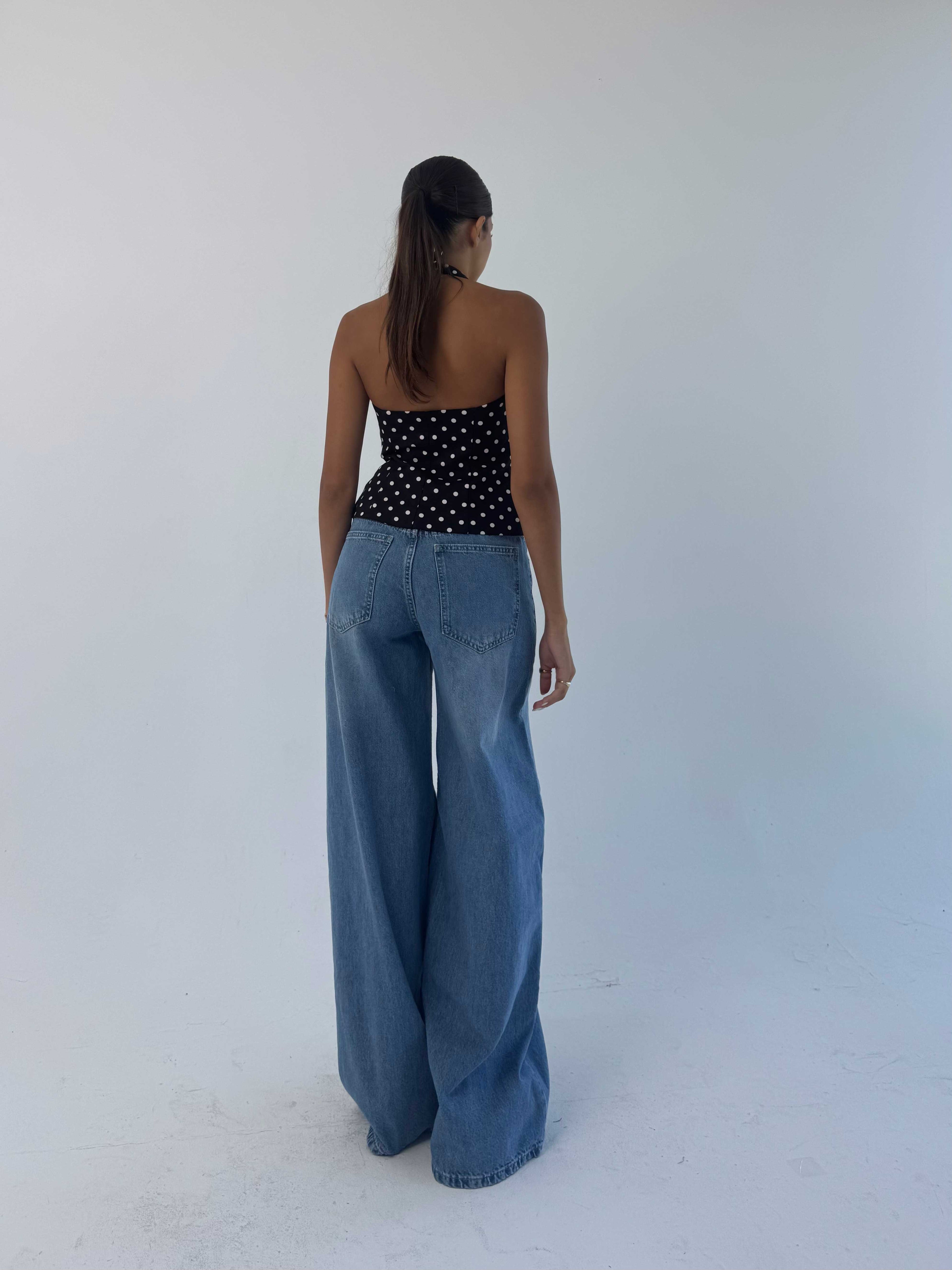 Loose baggy Mid Rise Light Wash blue jeans Baggy CIZARO - Cizaro Jeans