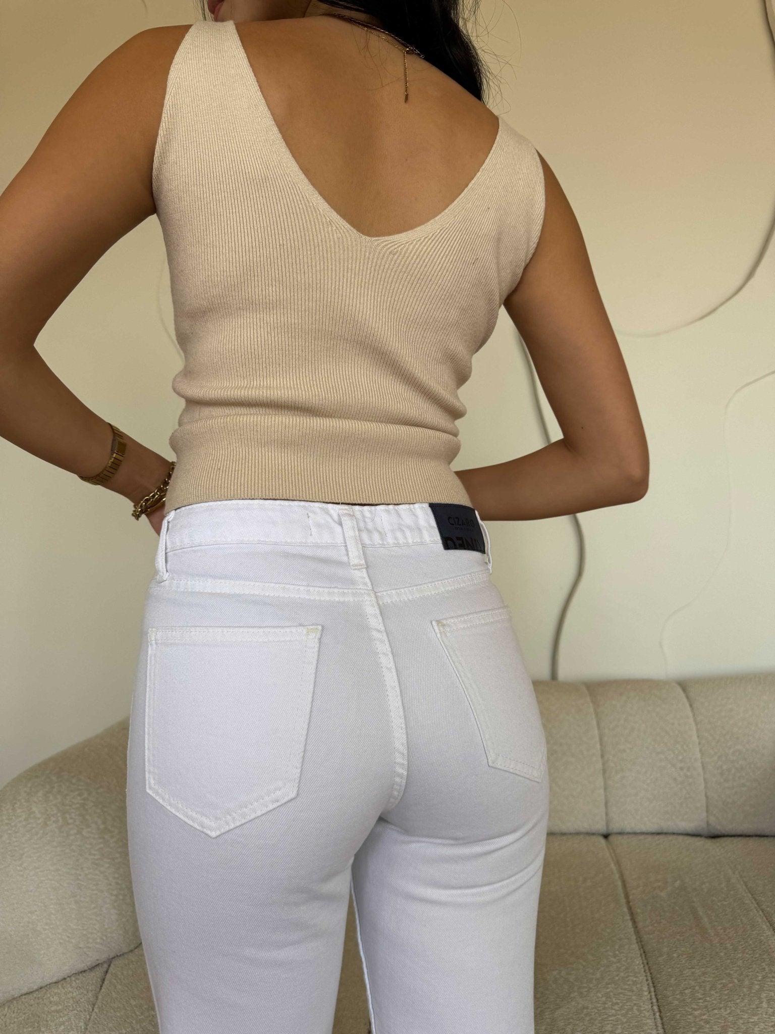 Mom Fit – Mid Rise White Jeans mom fit CIZARO - Cizaro Jeans