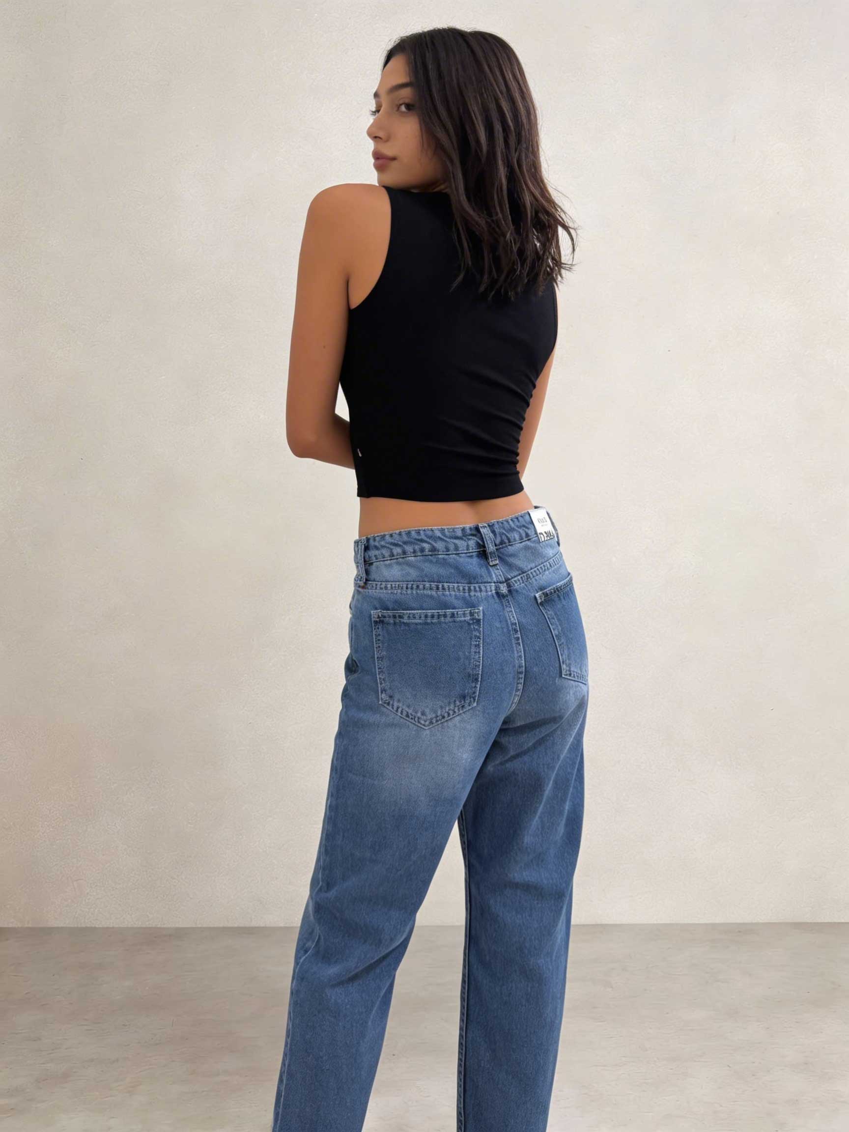 Mom Fit – High-Waist Mid Blue Washed Jeans Mom jeans CIZARO - Cizaro Jeans