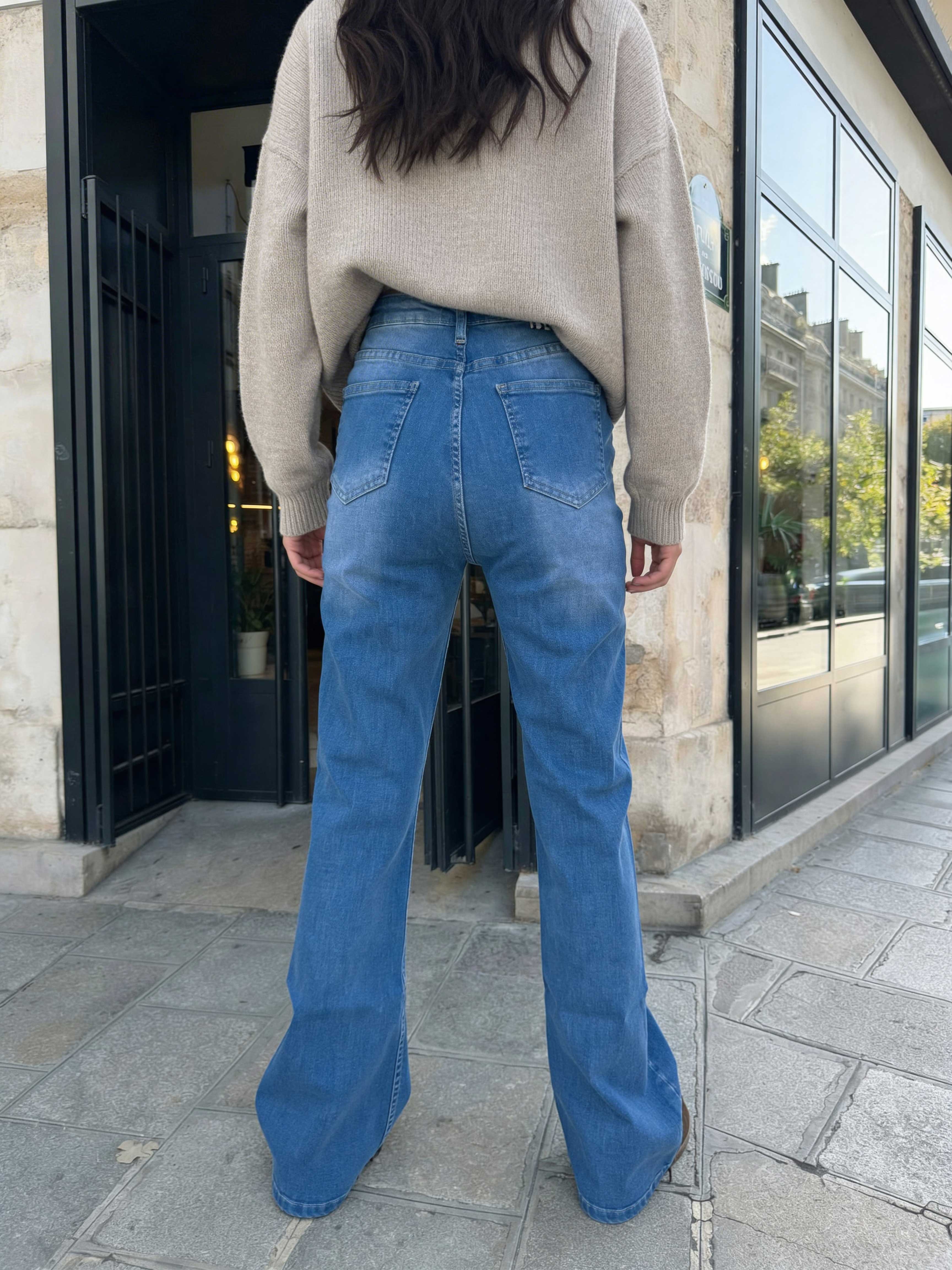 Flare – High-Waist Powder Blue Jeans Flare CIZARO - Cizaro Jeans