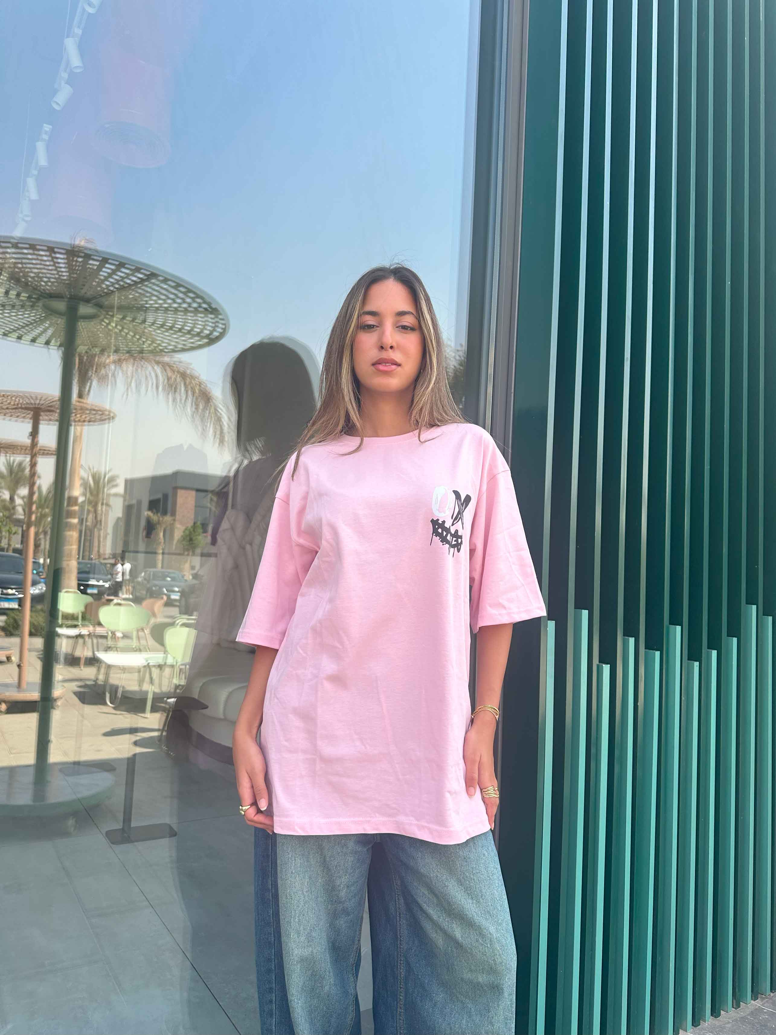 T-Shirt - Pink Oversized. New Line CIZARO    - Cizaro Jeans