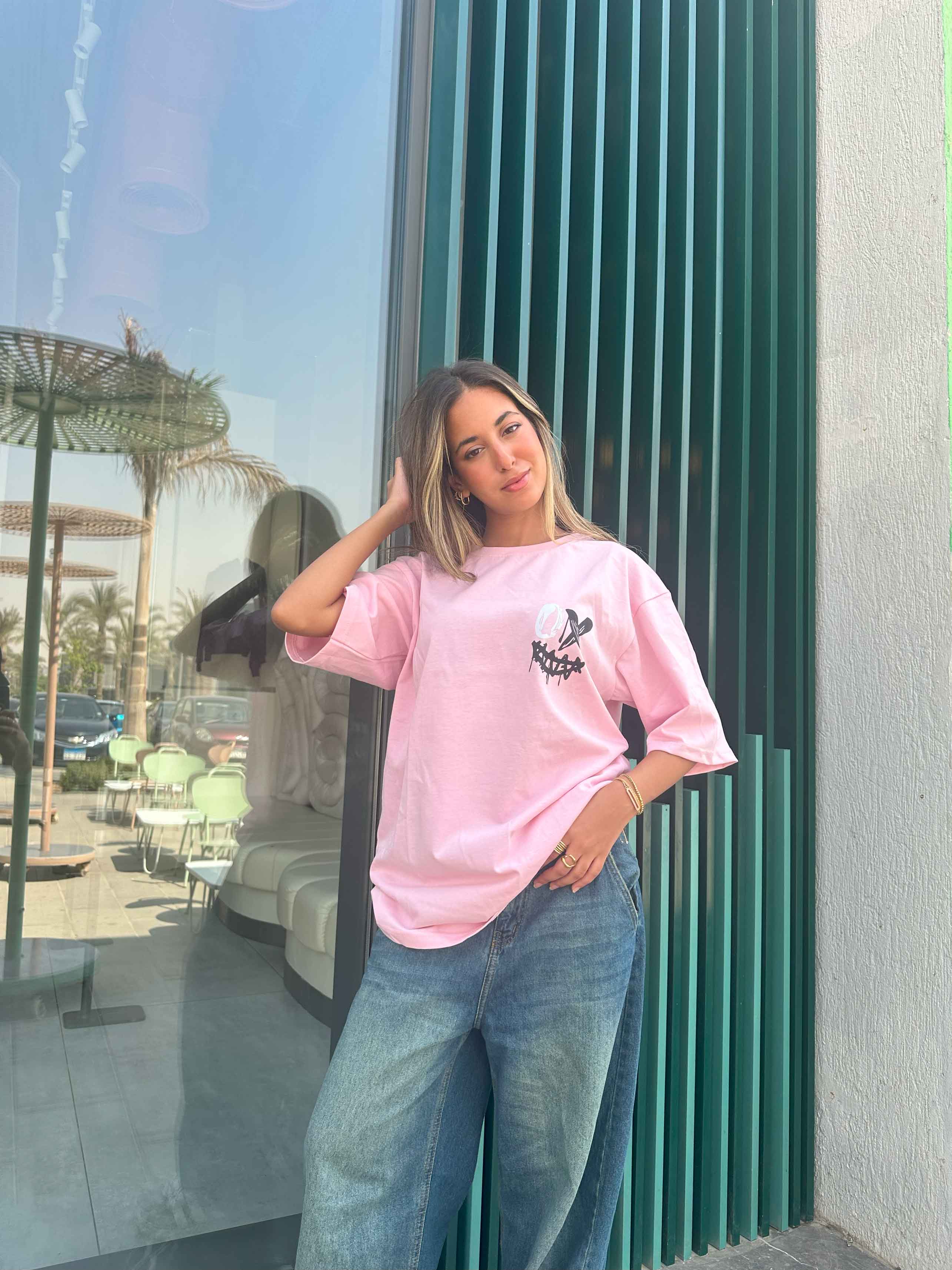 T-Shirt - Pink Oversized. New Line CIZARO    - Cizaro Jeans