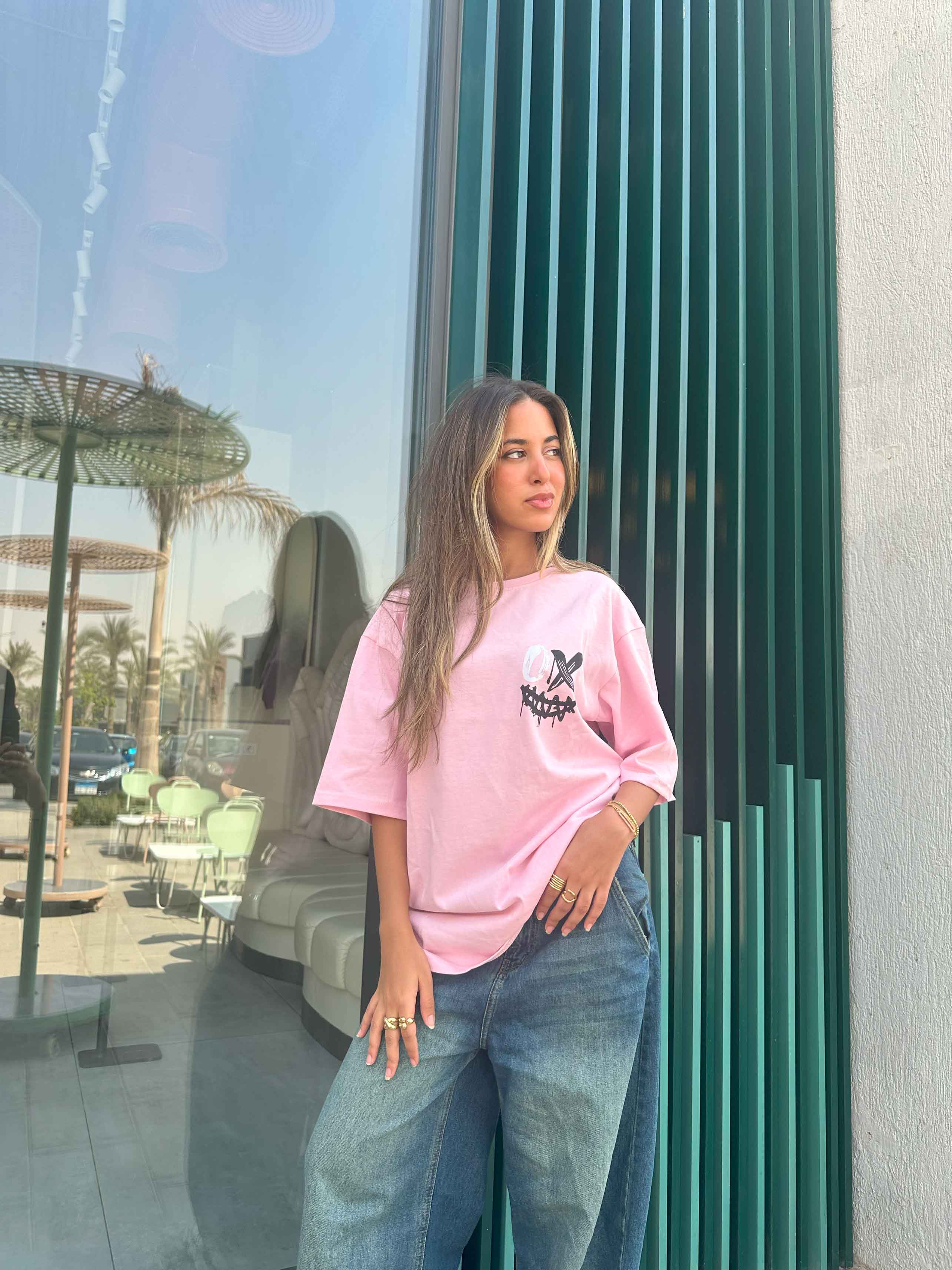 T-Shirt - Pink Oversized. New Line CIZARO    - Cizaro Jeans