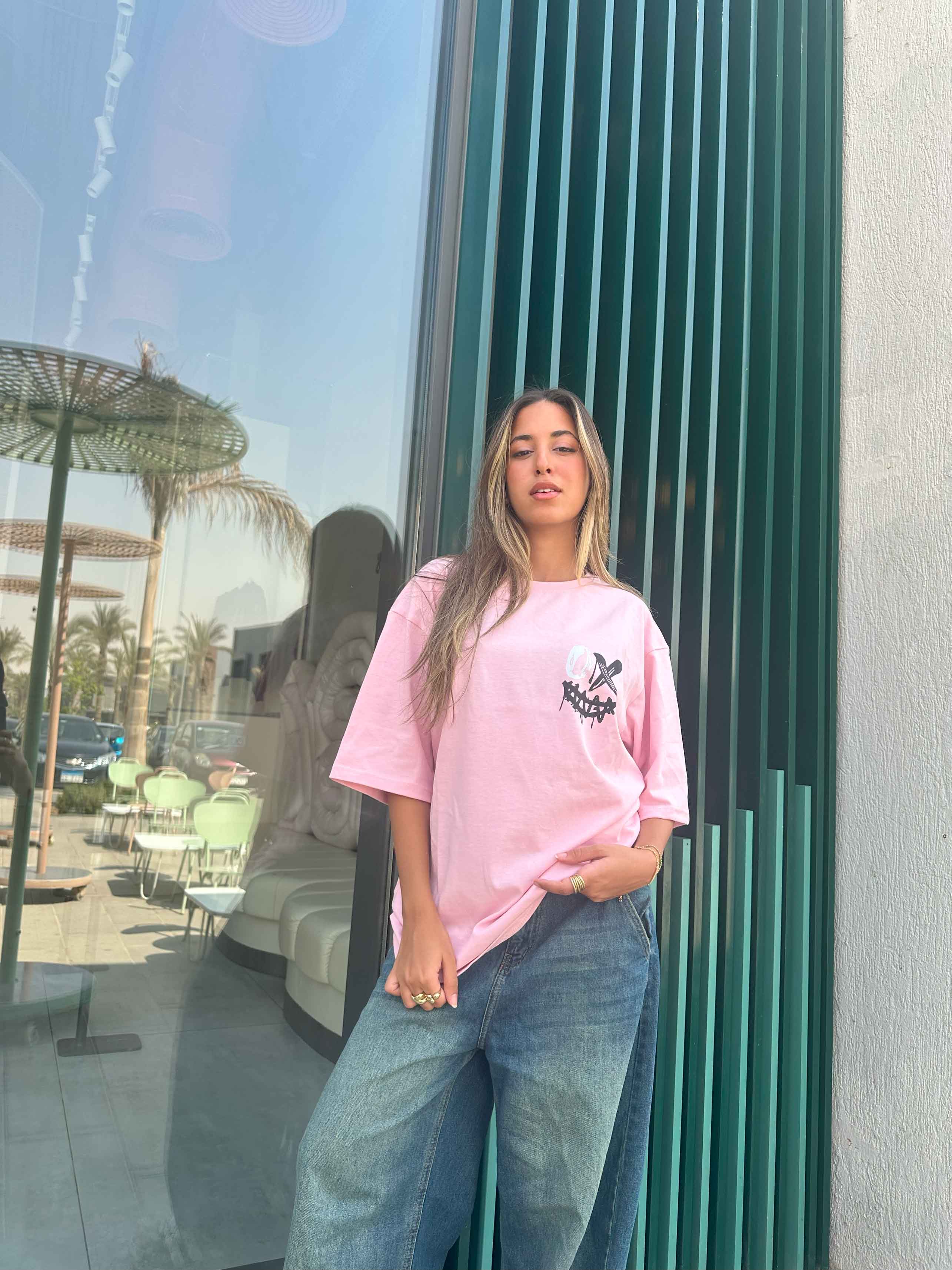 T-Shirt - Pink Oversized. New Line CIZARO    - Cizaro Jeans