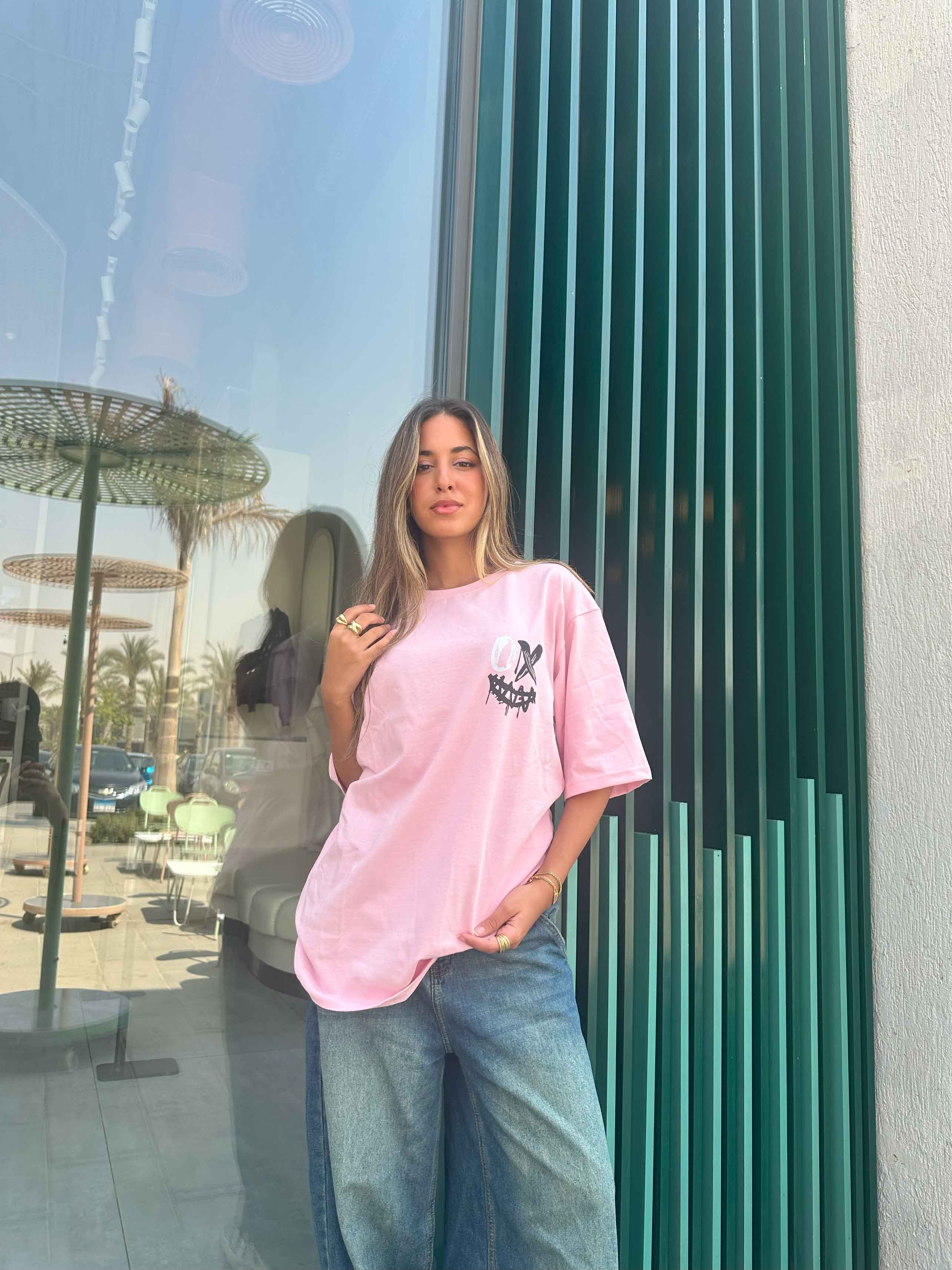 T-Shirt - Pink Oversized. New Line CIZARO    - Cizaro Jeans