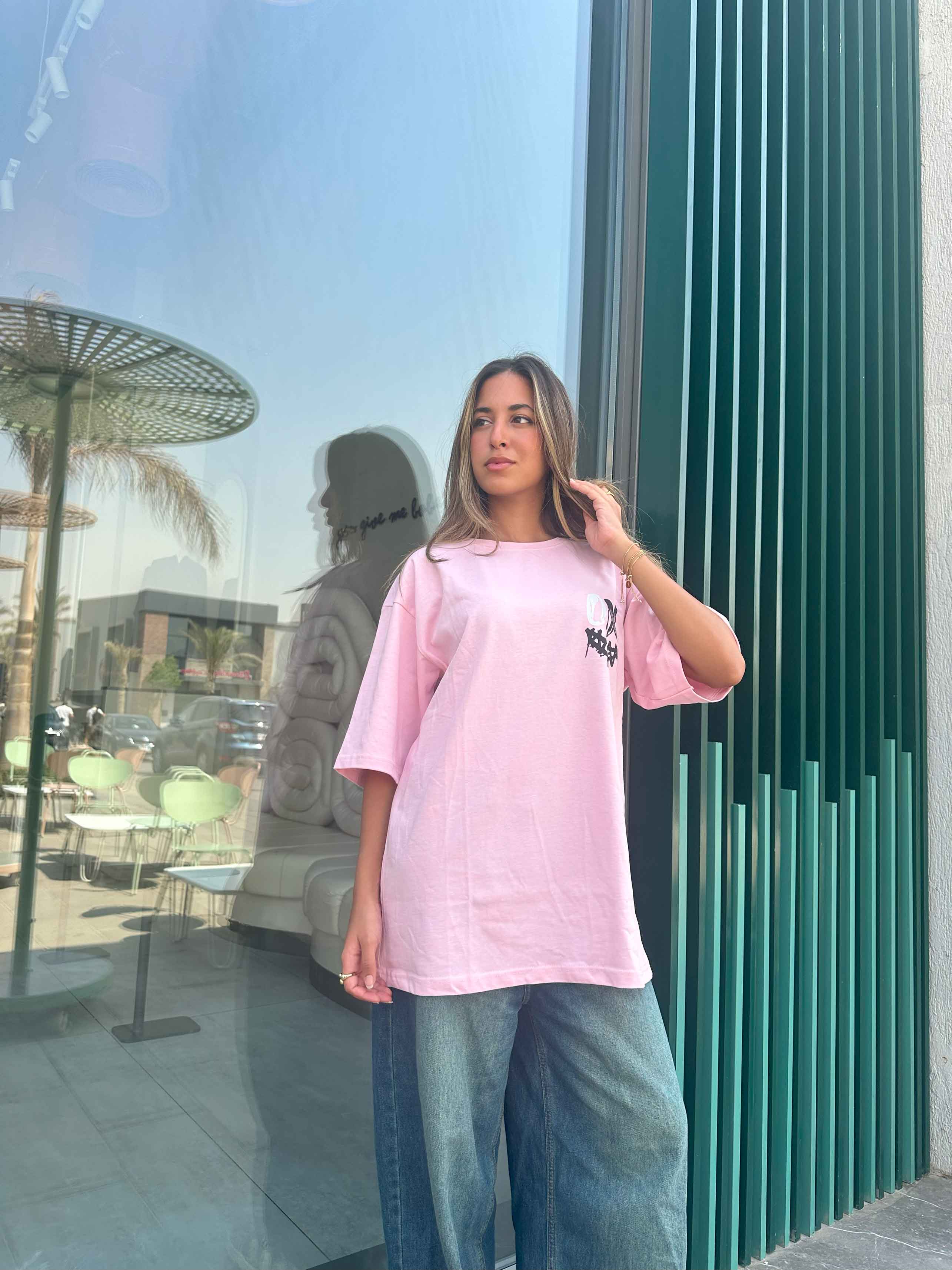 T-Shirt - Pink Oversized. New Line CIZARO    - Cizaro Jeans