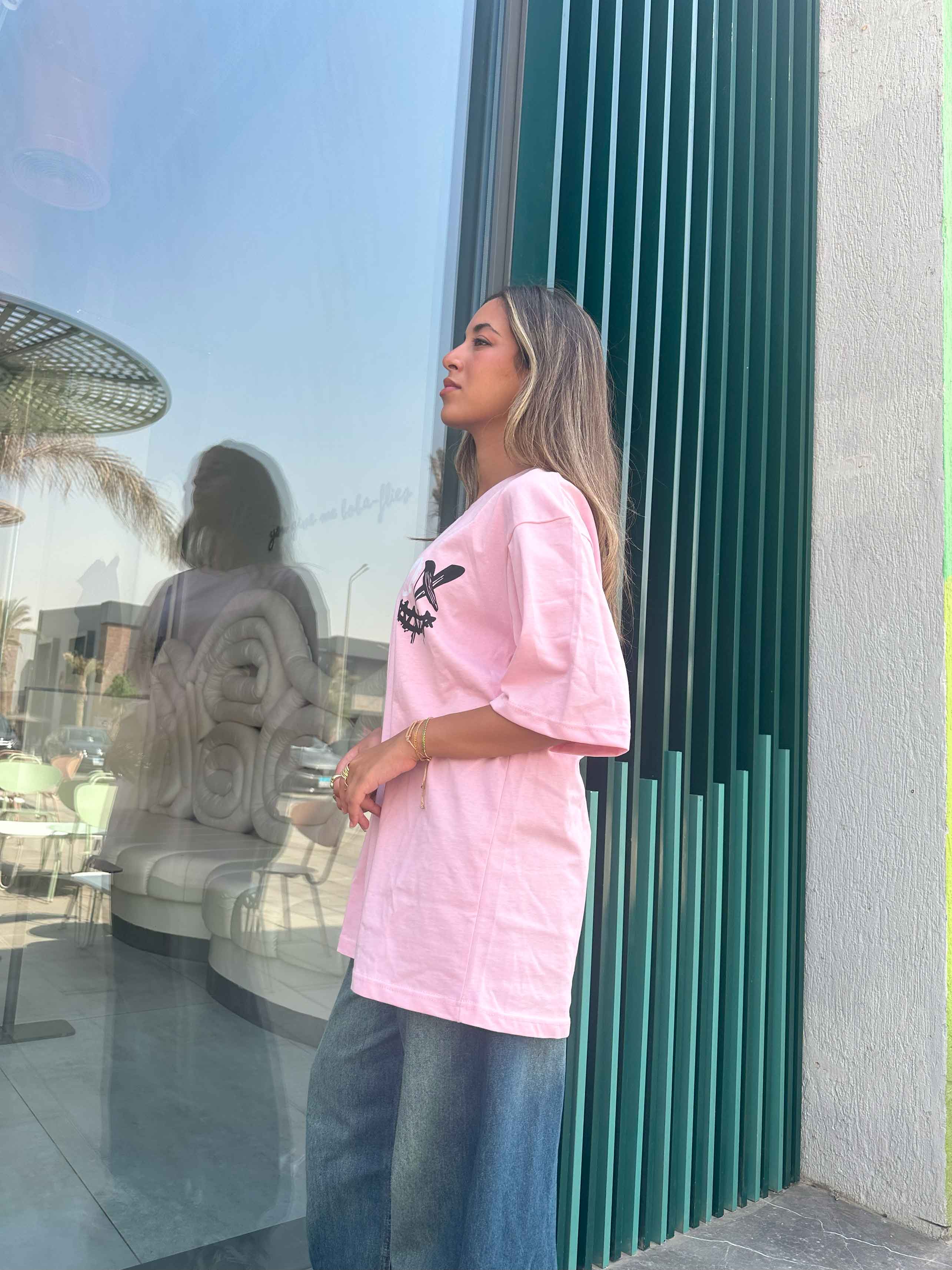 T-Shirt - Pink Oversized. New Line CIZARO    - Cizaro Jeans