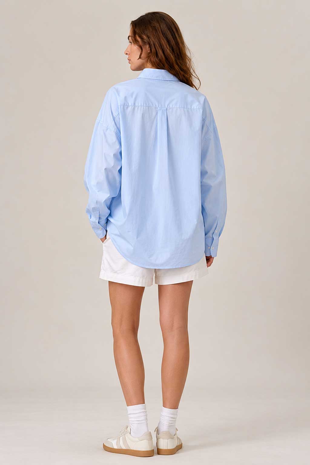 Oversized Poplin Shirt – Pastel Blue
