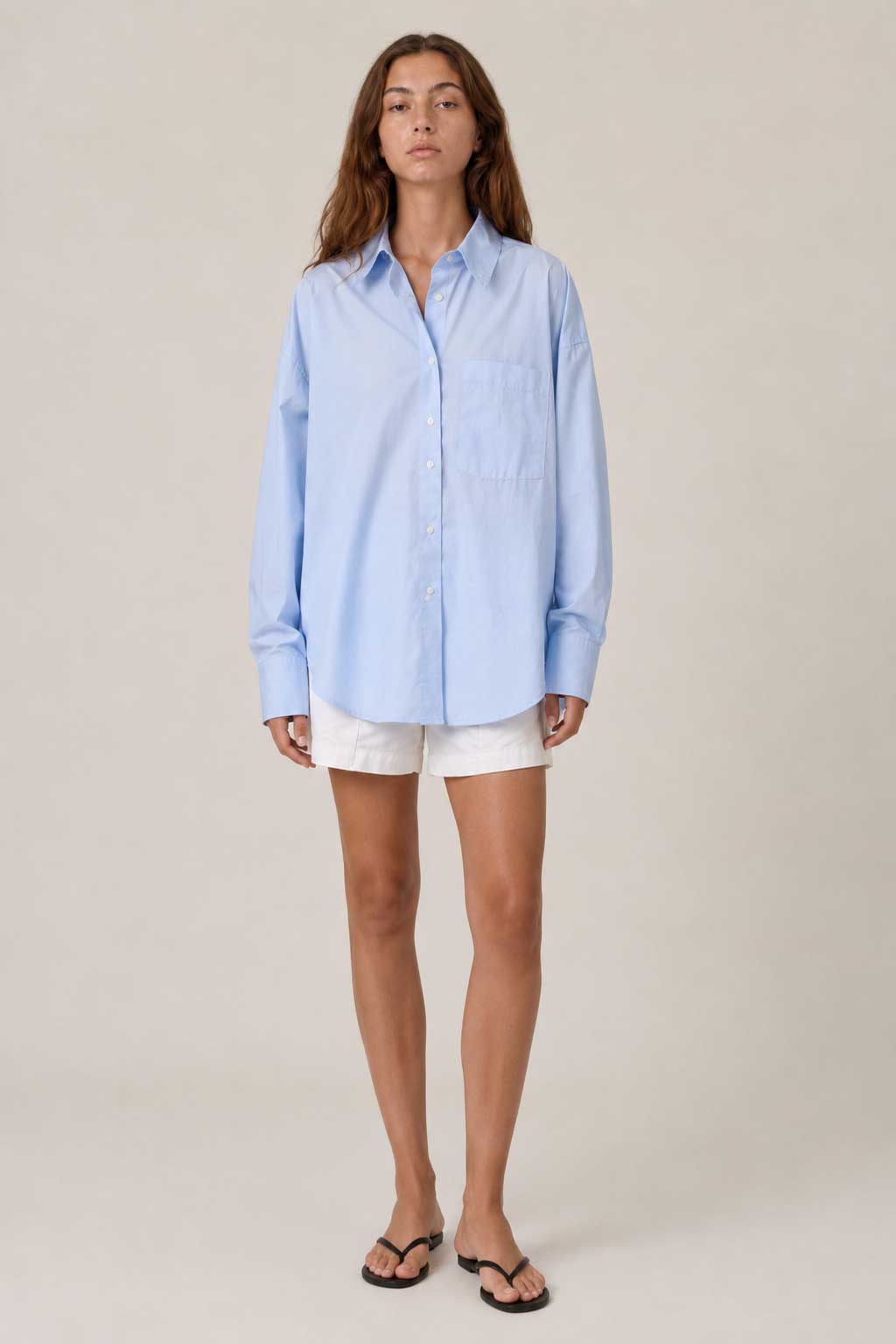 Oversized Poplin Shirt – Pastel Blue