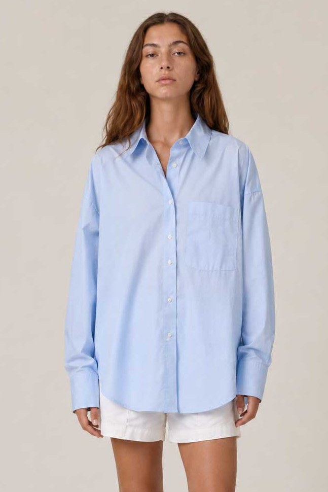 Oversized Poplin Shirt – Pastel Blue
