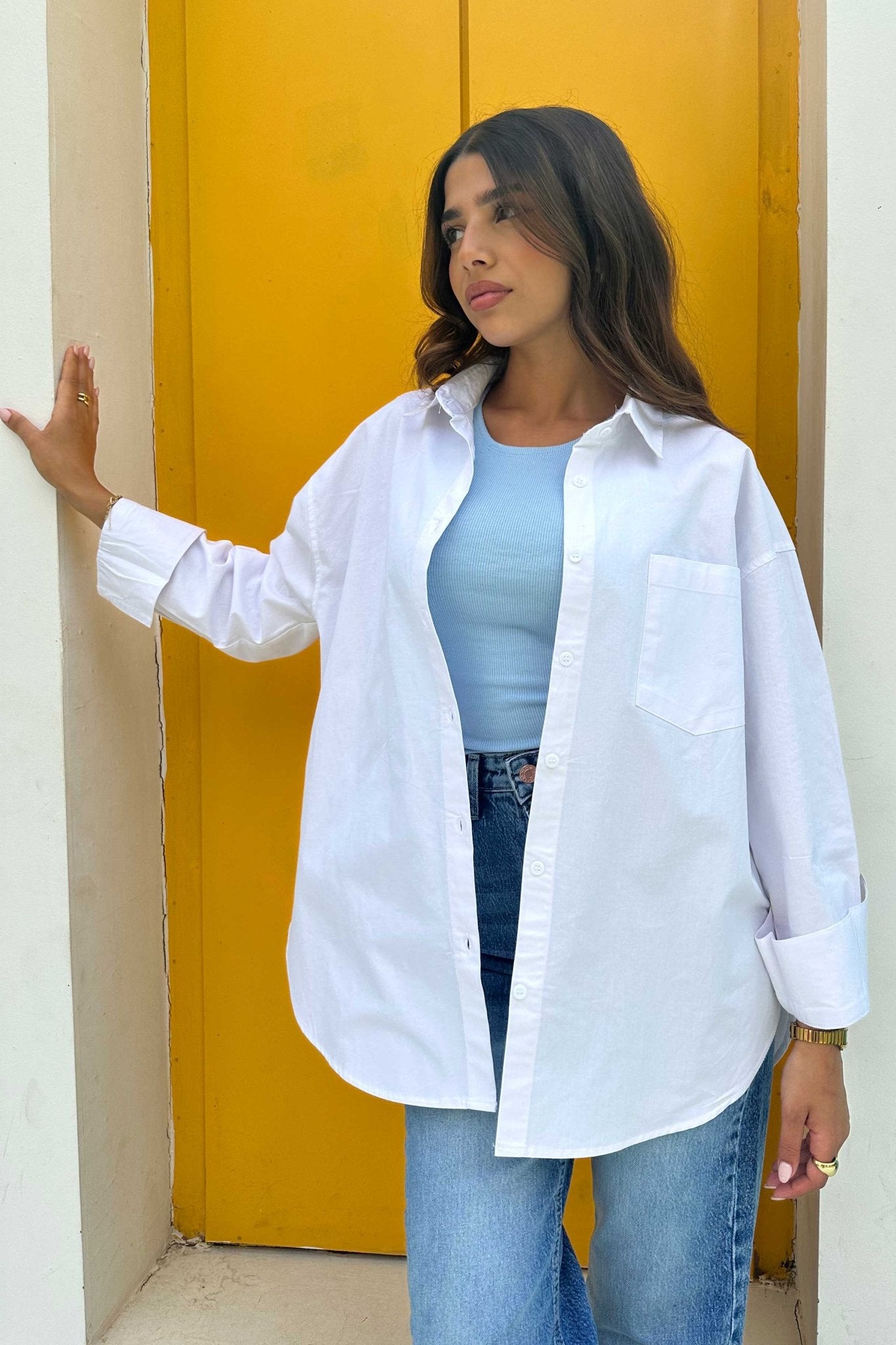Shirt | Oversized Button-Down Shirt – Crisp White shirt CIZARO - Cizaro Jeans