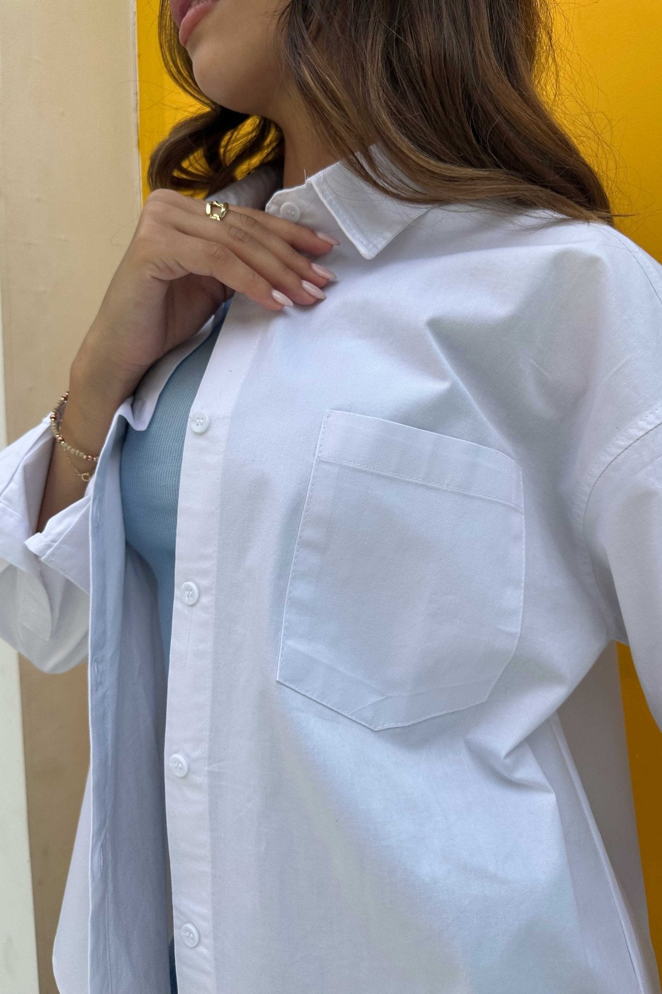 Shirt | Oversized Button-Down Shirt – Crisp White shirt CIZARO - Cizaro Jeans