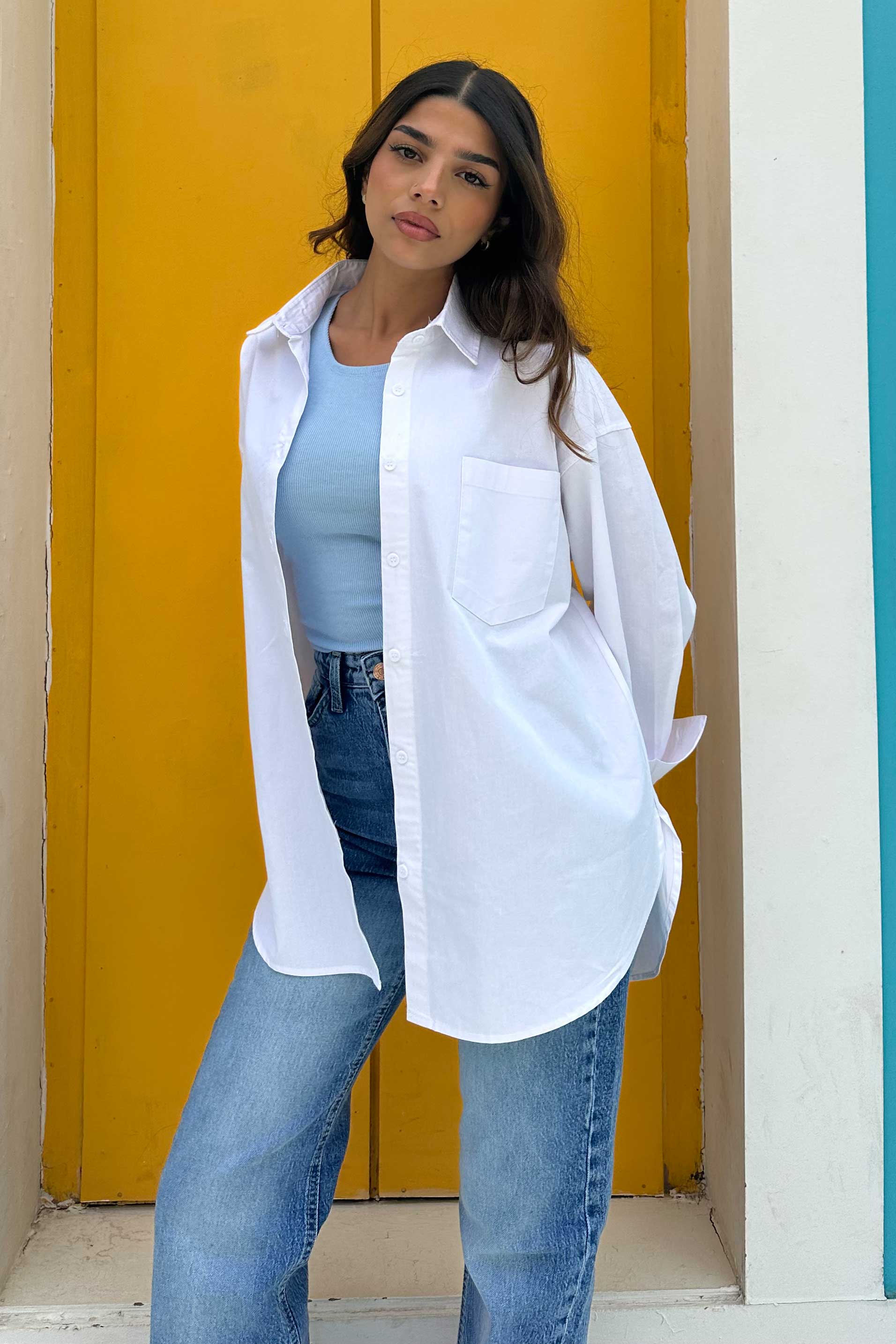 Shirt | Oversized Button-Down Shirt – Crisp White shirt CIZARO - Cizaro Jeans