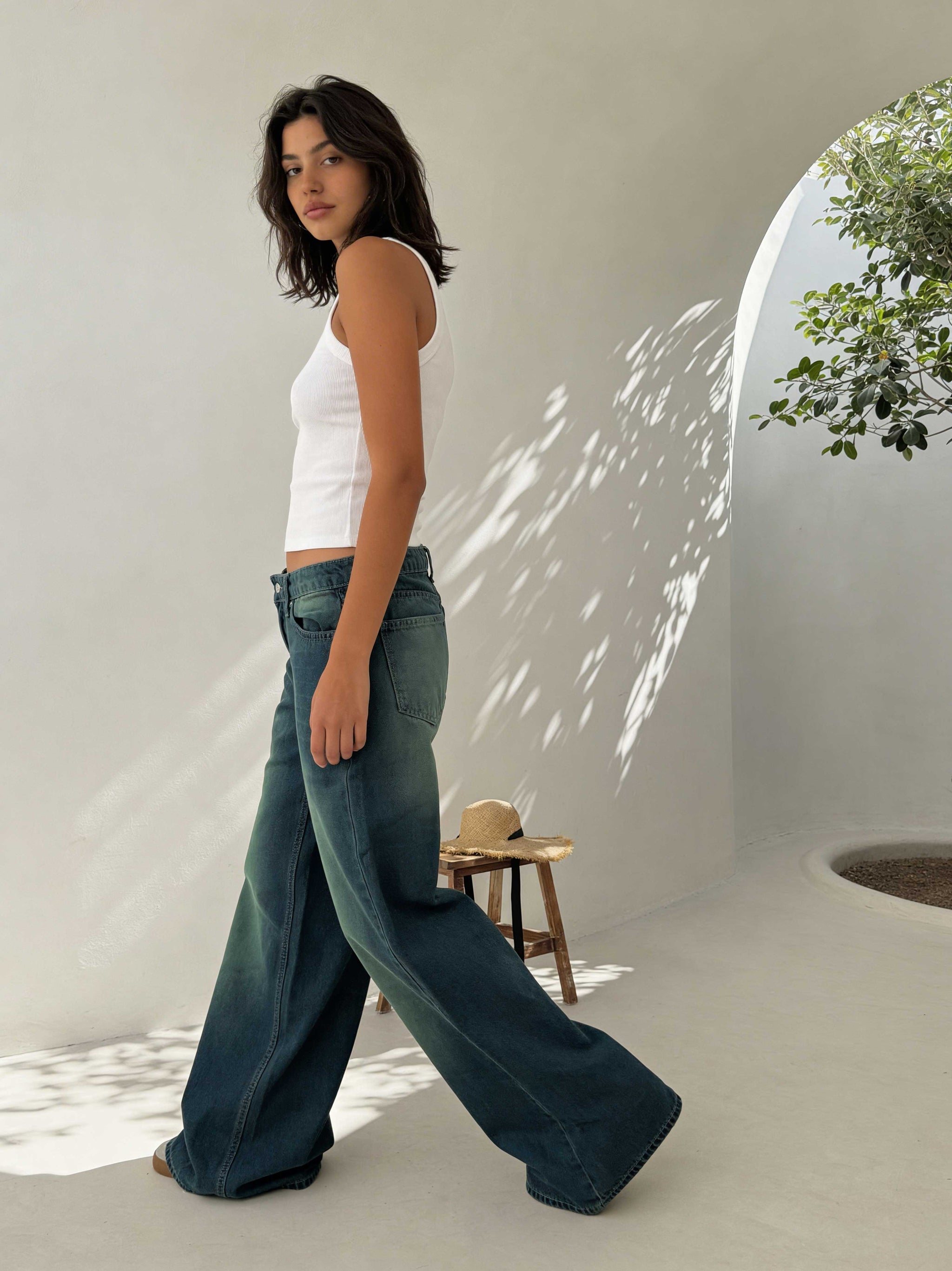Super Baggy – Mid-Rise Vintage Blue Green Jeans Super Baggy CIZARO - Cizaro Jeans