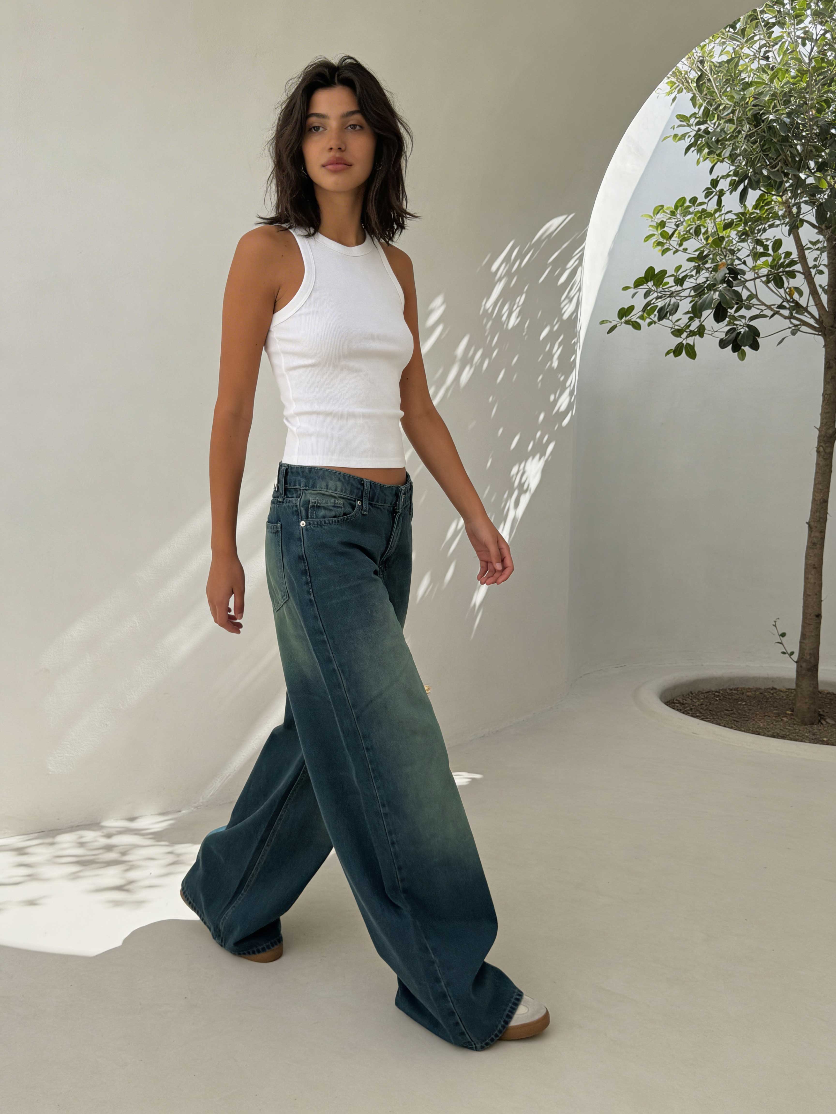 Super Baggy – Mid-Rise Vintage Blue Green Jeans Super Baggy CIZARO - Cizaro Jeans