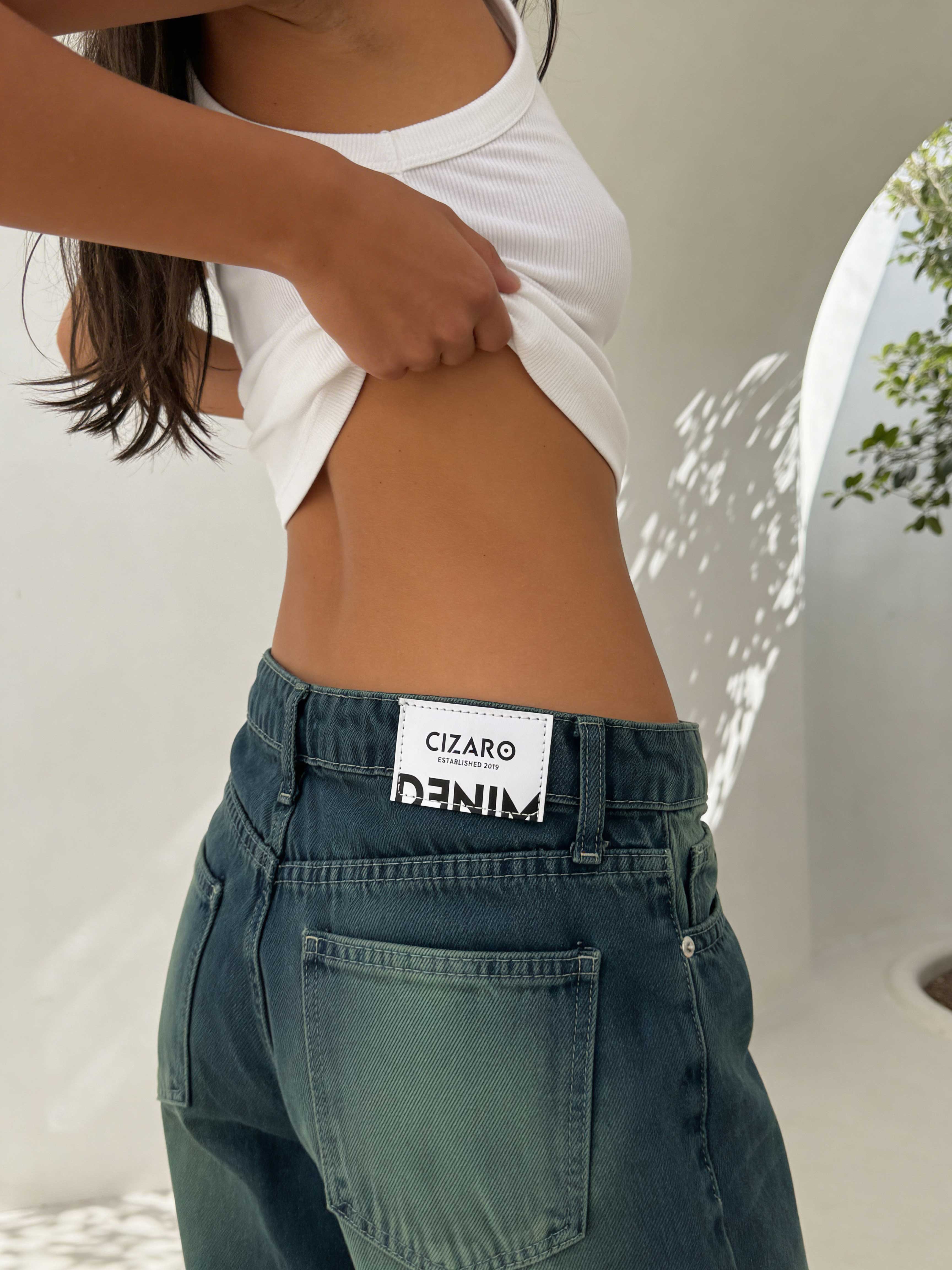 Super Baggy – Mid-Rise Vintage Blue Green Jeans Super Baggy CIZARO - Cizaro Jeans