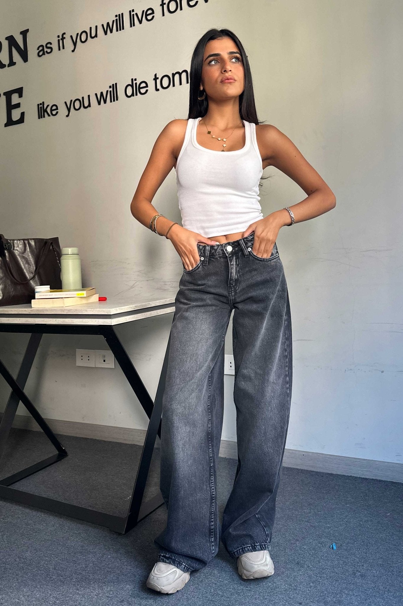 Super Baggy - Mid-Rise Charcoal Jeans super baggy CIZARO - Cizaro Jeans