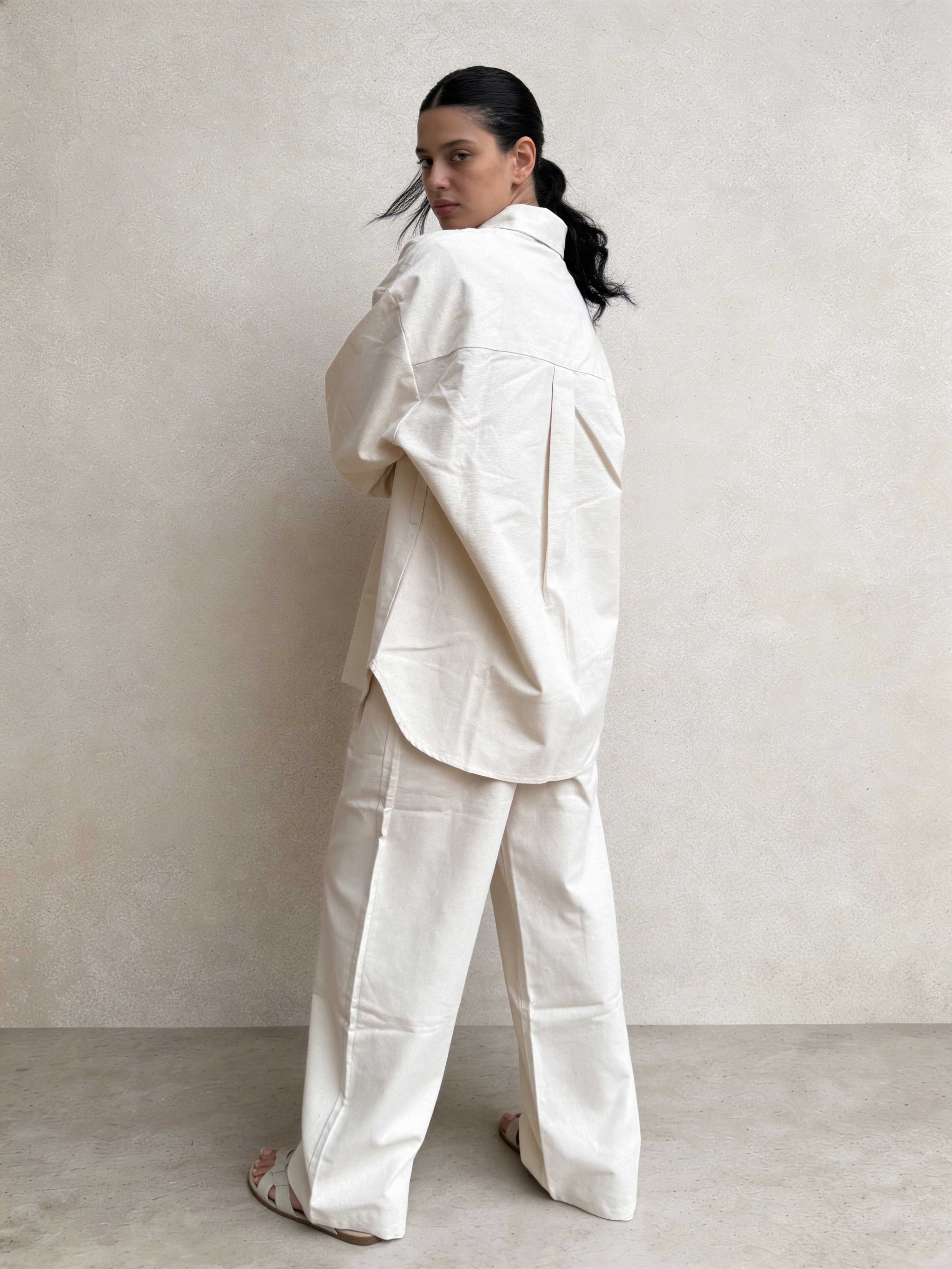 Shirt – Ecru Oversized Linen Effect Shirt