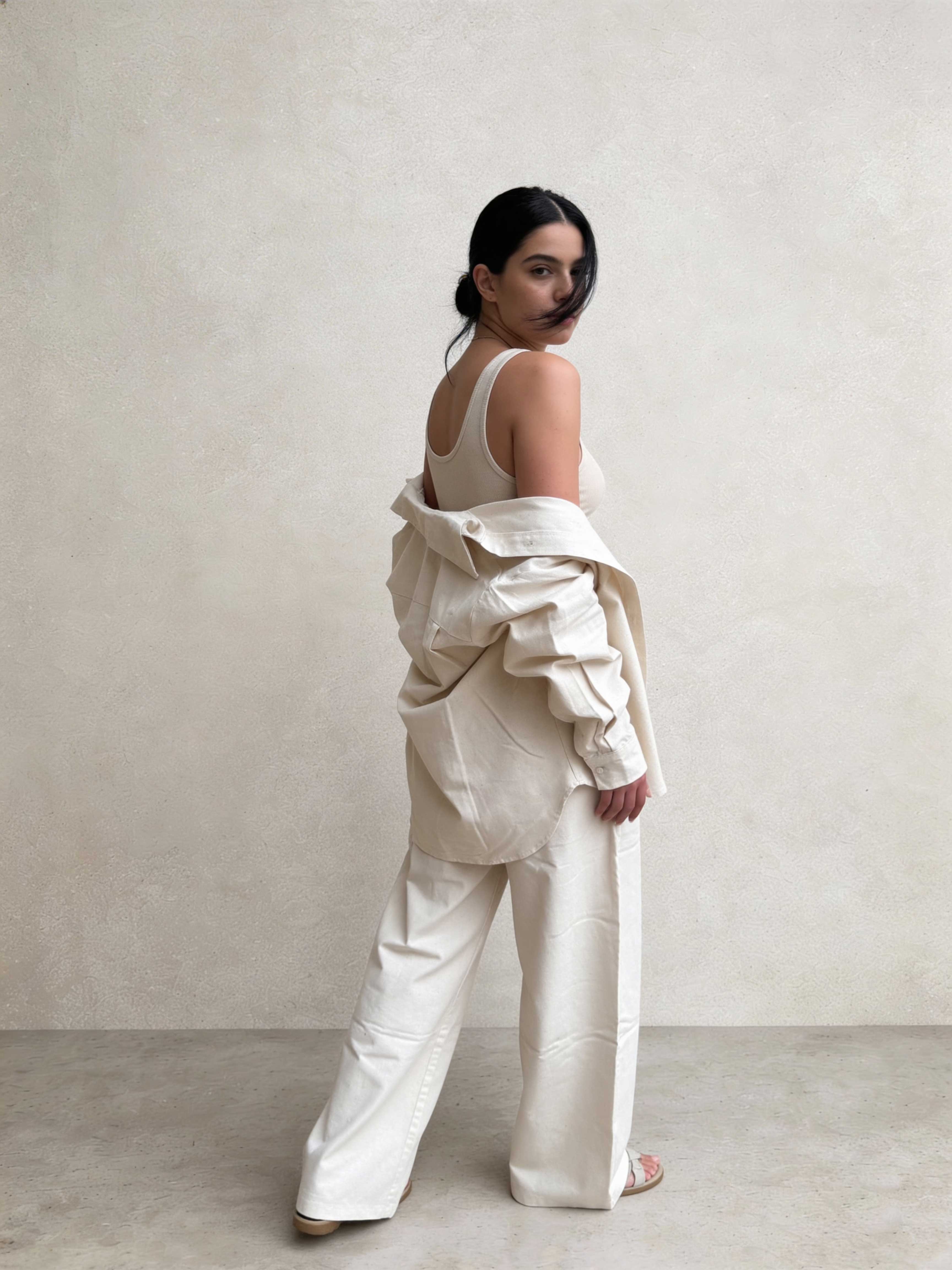 Shirt – Ecru Oversized Linen Effect Shirt