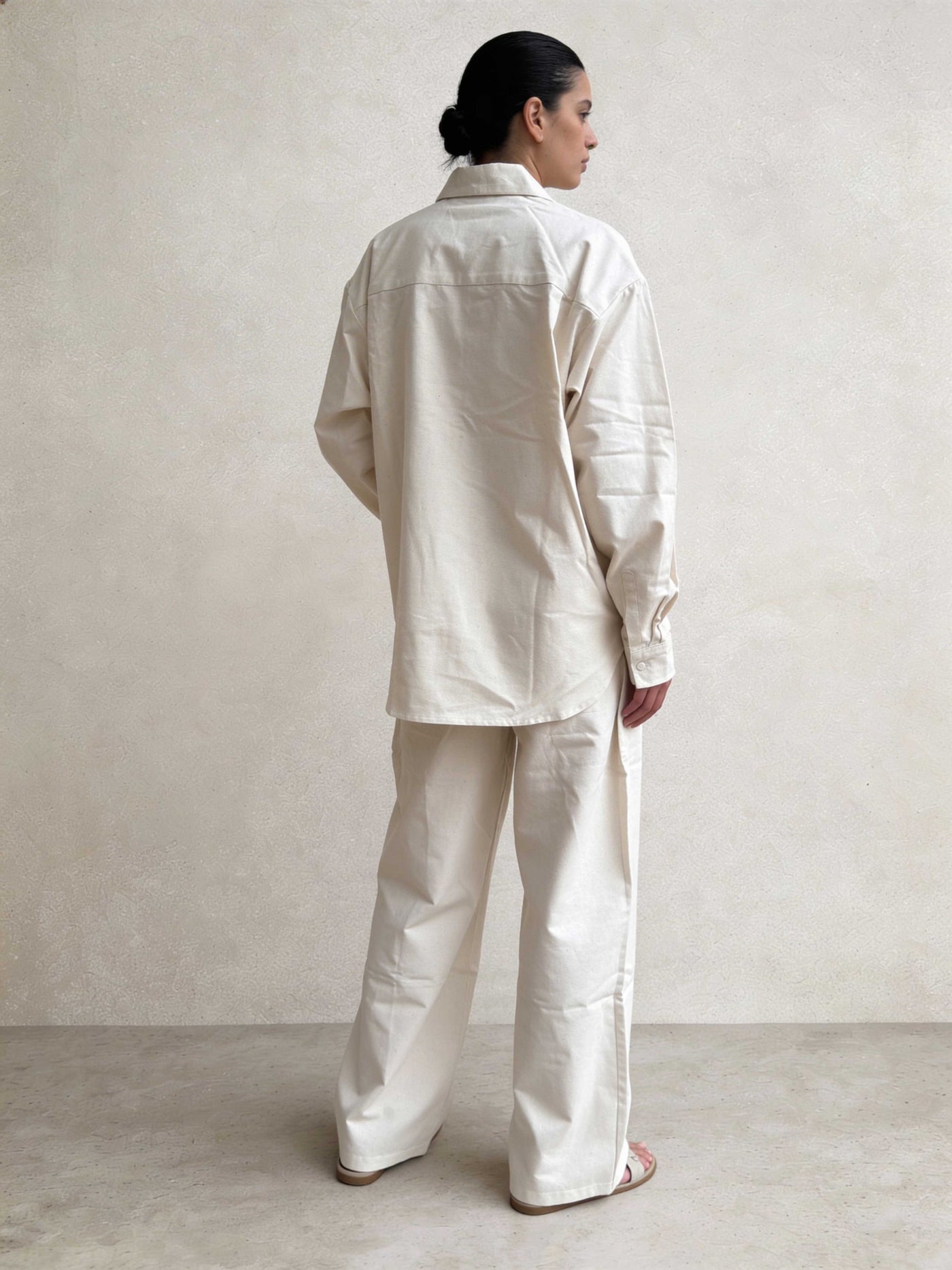 Shirt – Ecru Oversized Linen Effect Shirt Shirts - Tops CIZARO - Cizaro Jeans