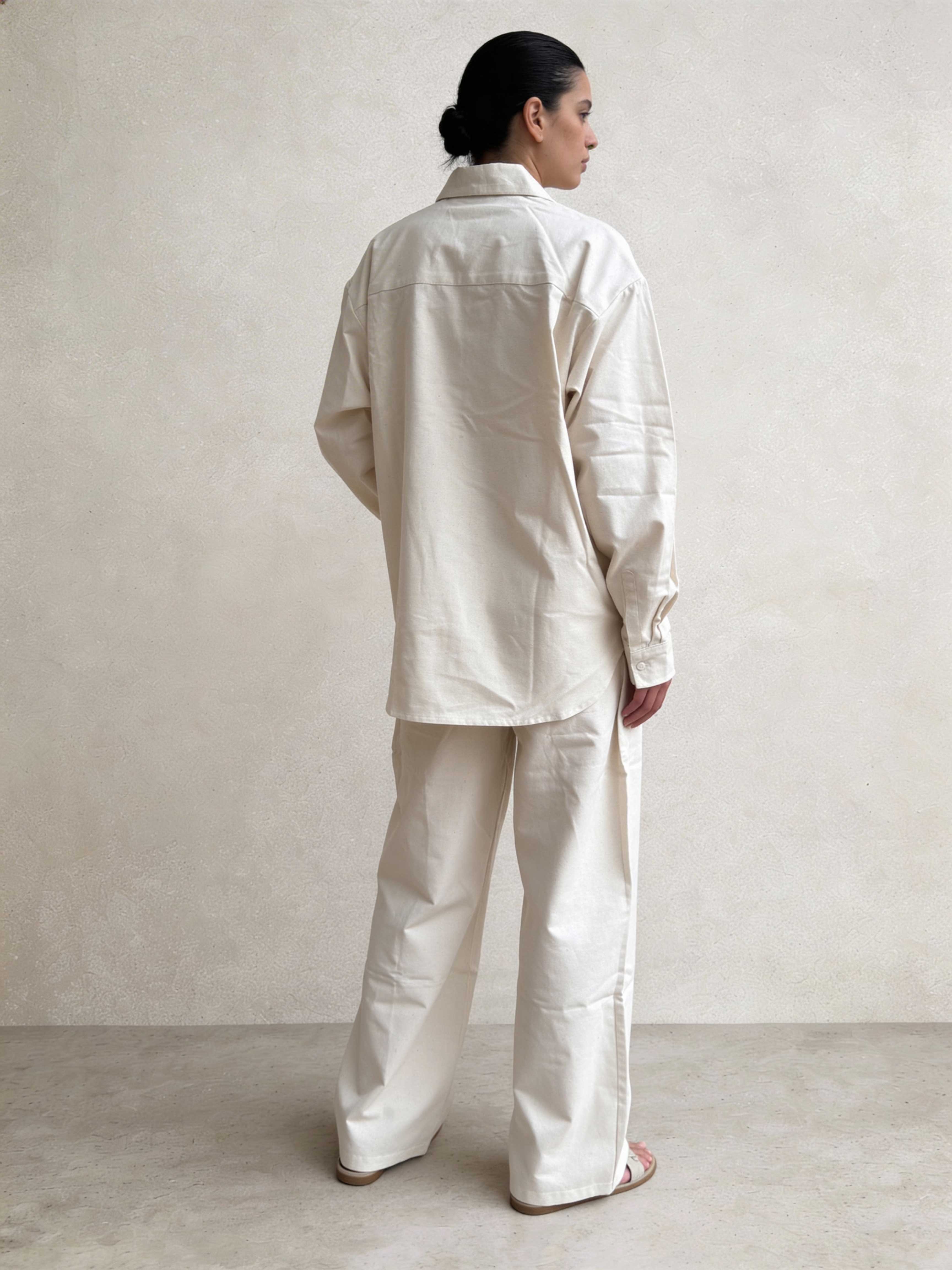 Shirt – Ecru Oversized Linen Effect Shirt