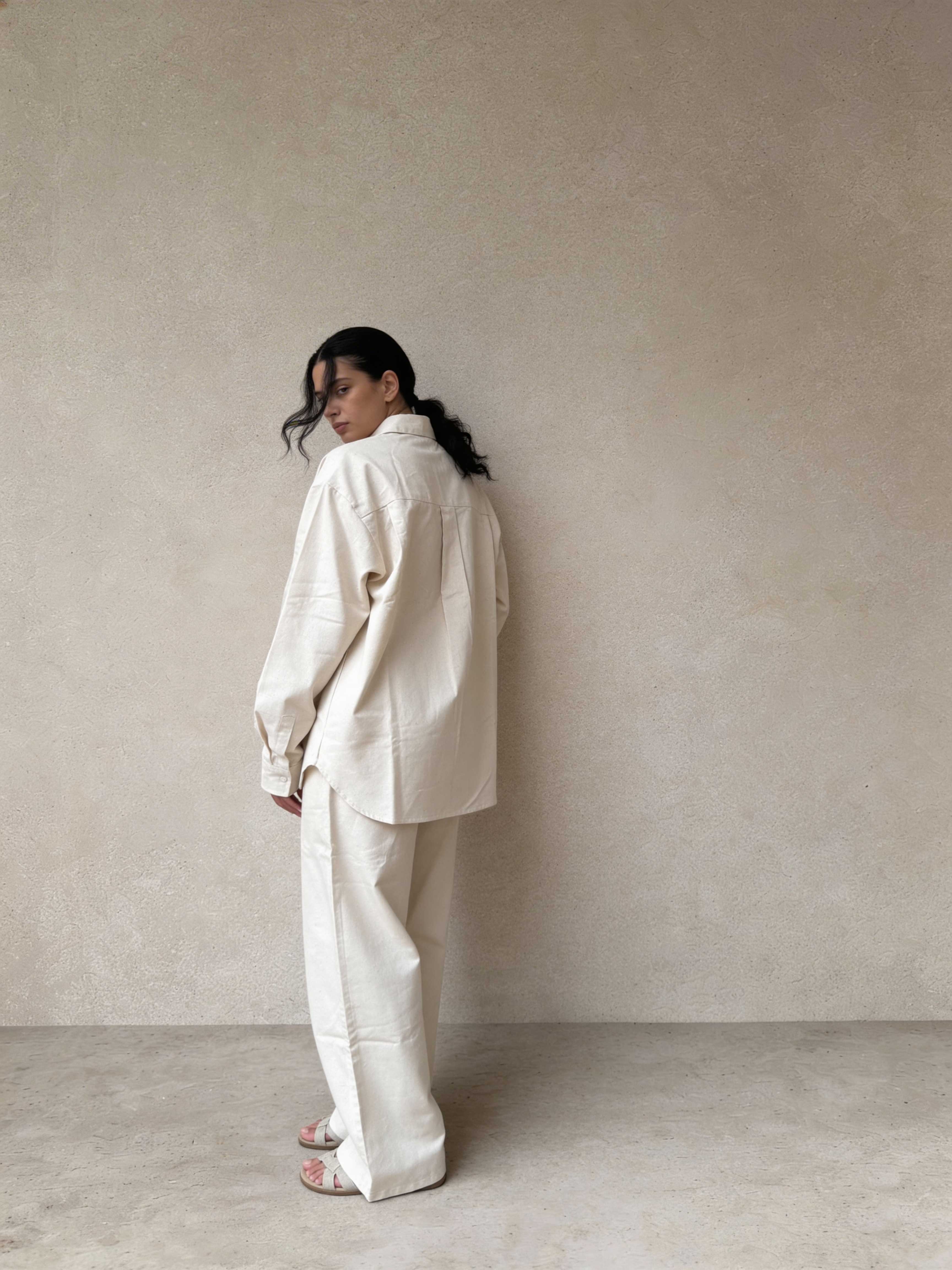 Shirt – Ecru Oversized Linen Effect Shirt