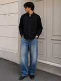 Regular Fit Linen-Blend Shirt – Black