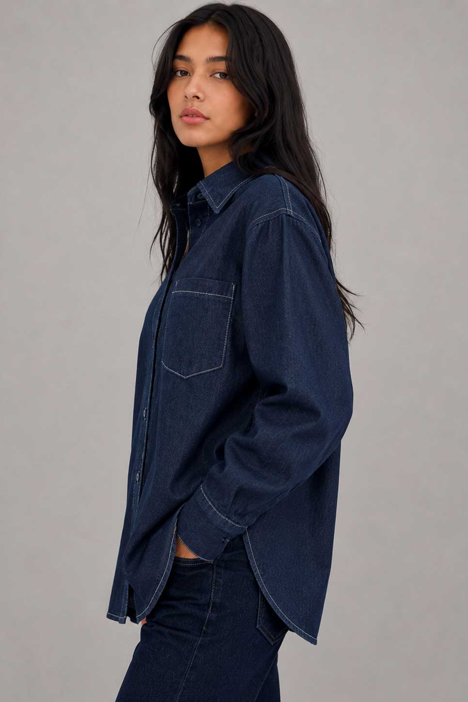 Oversized Denim Shirt – Raw Denim shirt CIZARO - Cizaro Jeans
