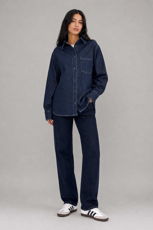 Oversized Denim Shirt – Raw Denim shirt CIZARO - Cizaro Jeans