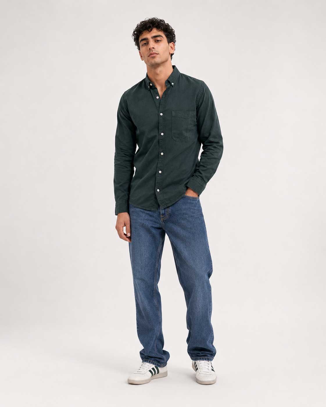Regular Fit Denim Shirt – Midnight Green