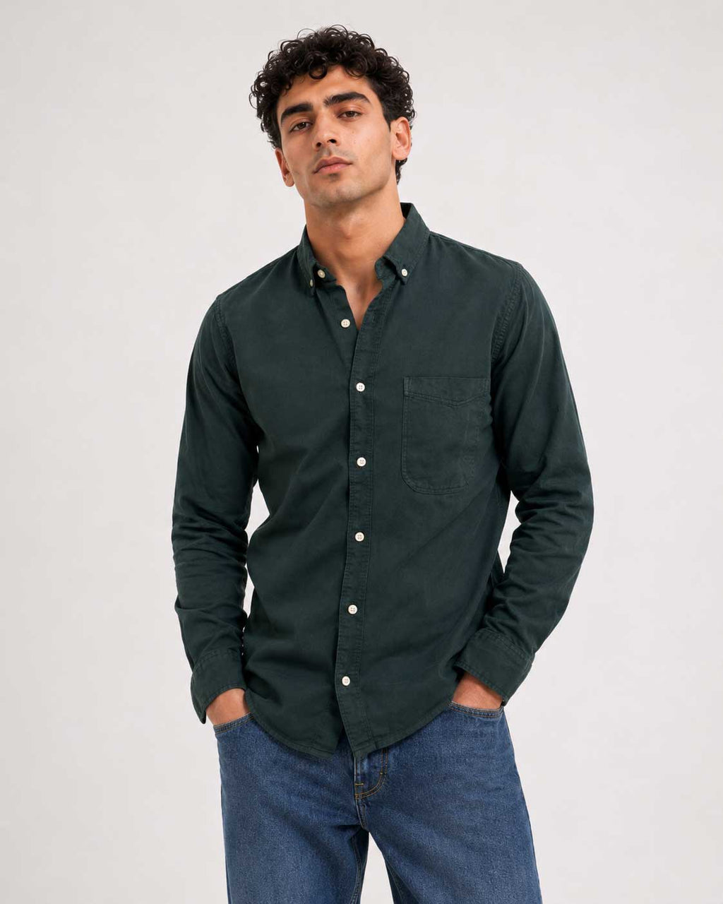 Regular Fit Denim Shirt – Midnight Green