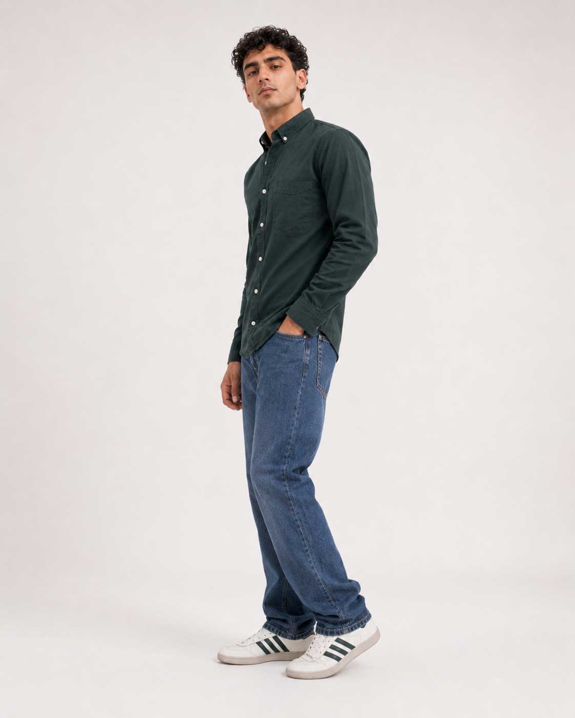 Regular Fit Denim Shirt – Midnight Green
