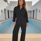 Black Oversized Shirt – Linen Effect