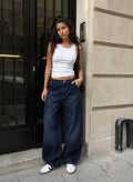 Skater High waist e – Deep vintage Blue Jeans