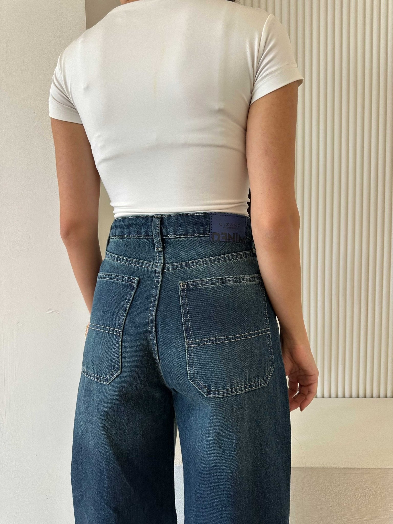 Skater – Mid Rise Deep Vintage Green Jeans Skater CIZARO - Cizaro Jeans