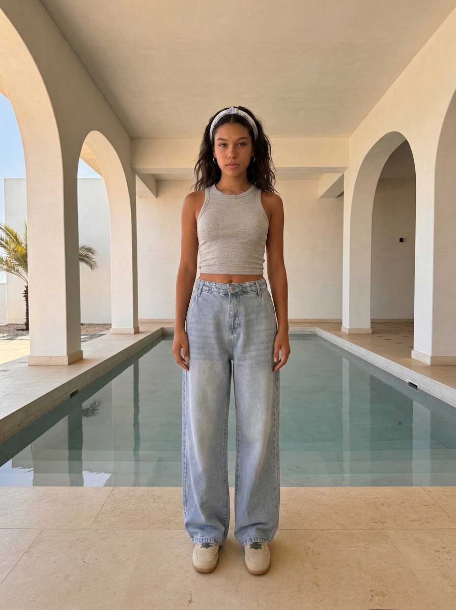 High waisted Light vintage blue skater jeans