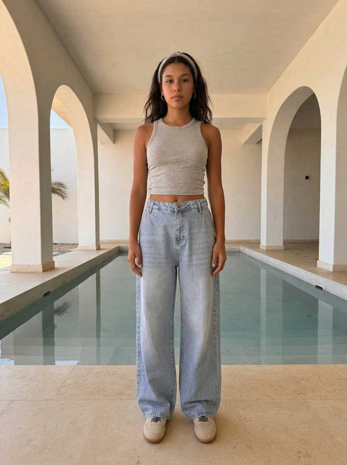 High waisted Light vintage blue skater jeans