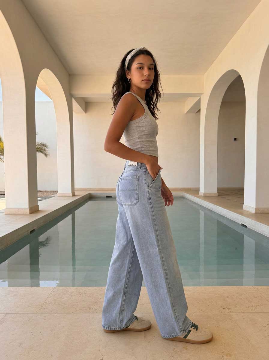 High waisted Light vintage blue skater jeans